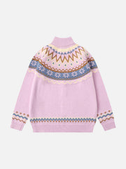 High-Neck knitwear Diamond Weave Jacquard Sweater