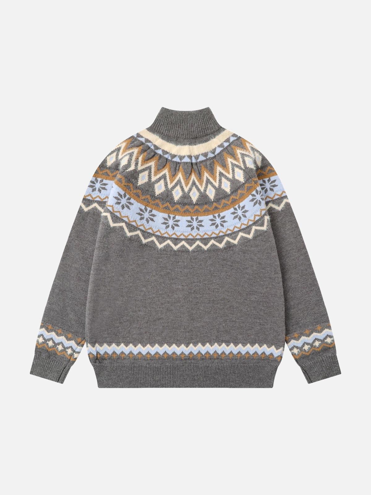 High-Neck knitwear Diamond Weave Jacquard Sweater