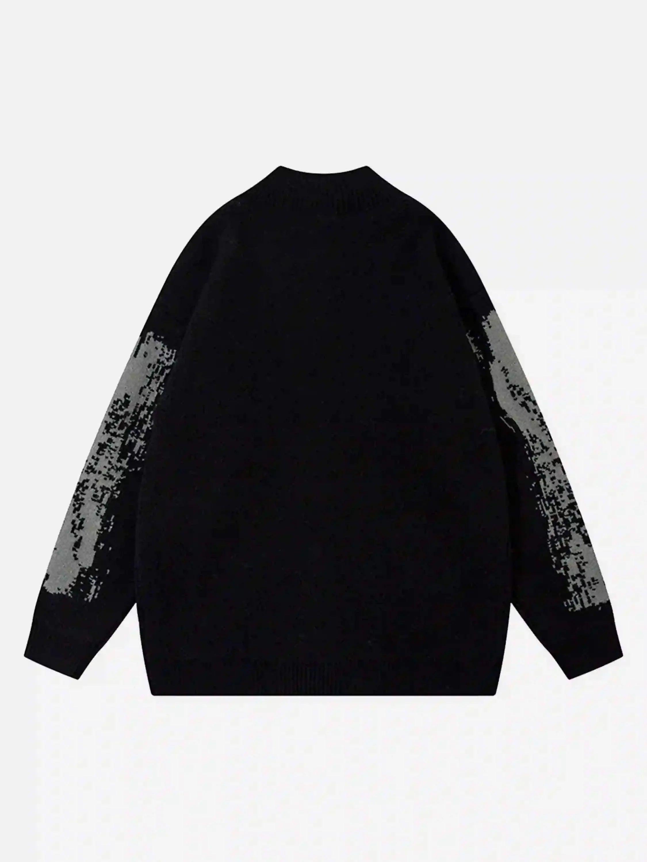 High Street Abstract Pattern Zipper Stand Collar Cardigan