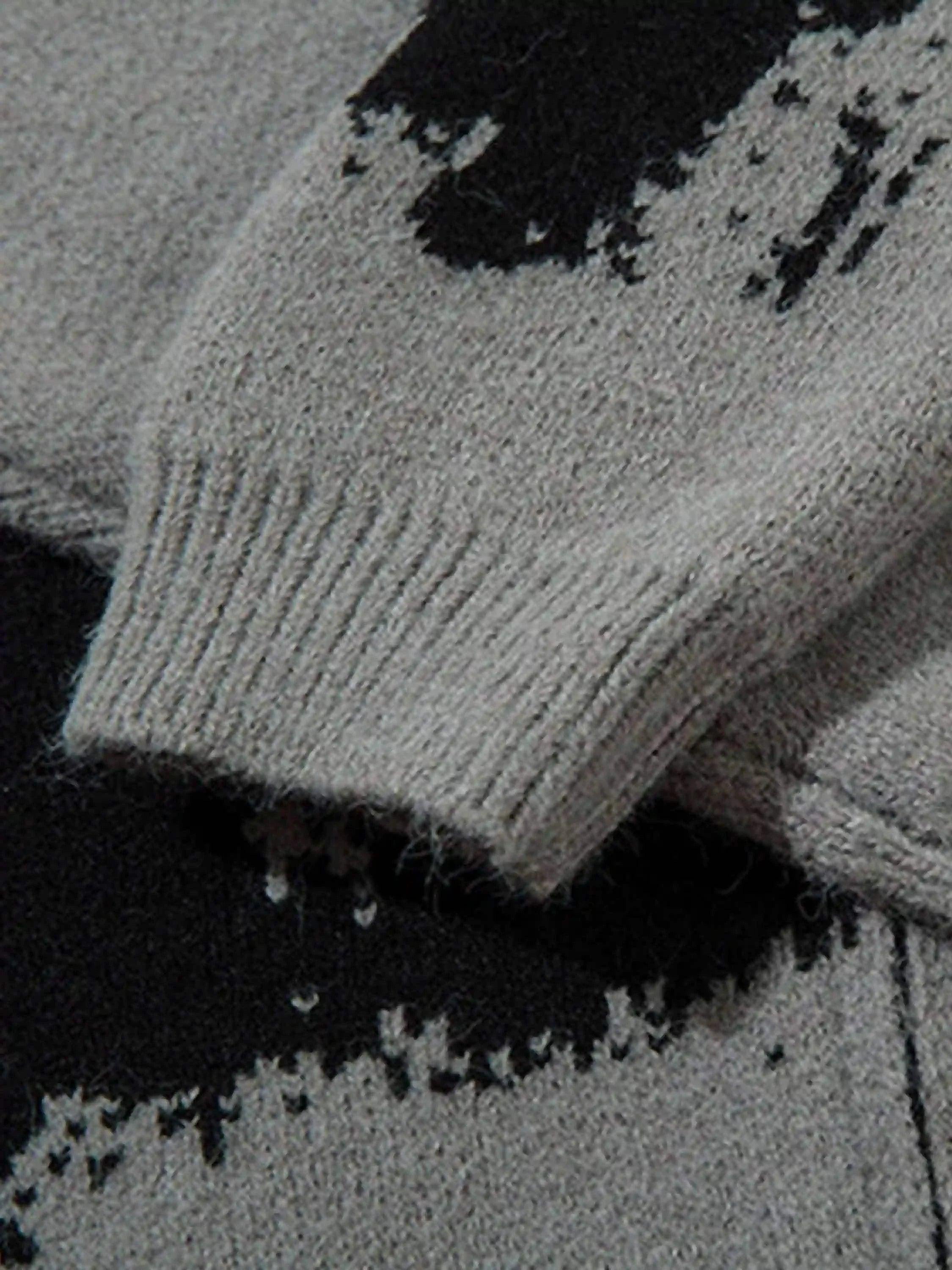 High Street Abstract Pattern Zipper Stand Collar Cardigan