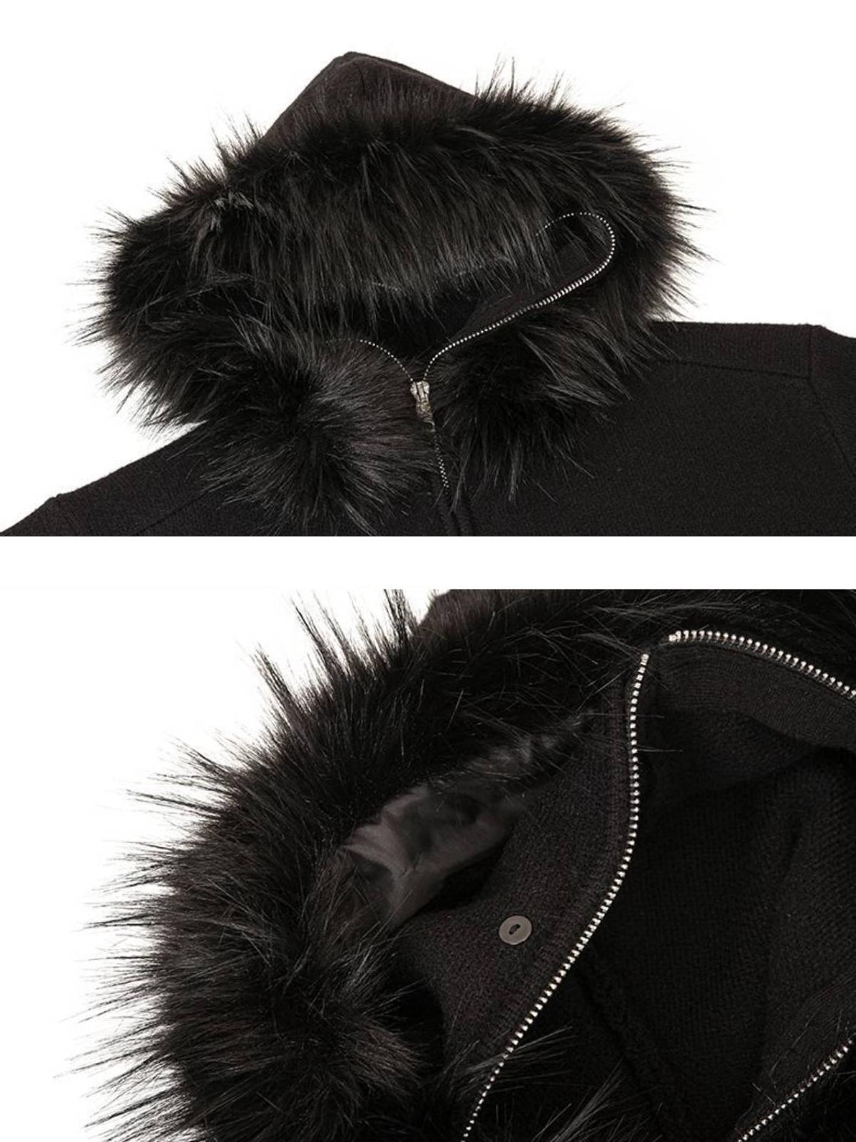 High Street Detachable Fur Collar Half-Zipped Sweater