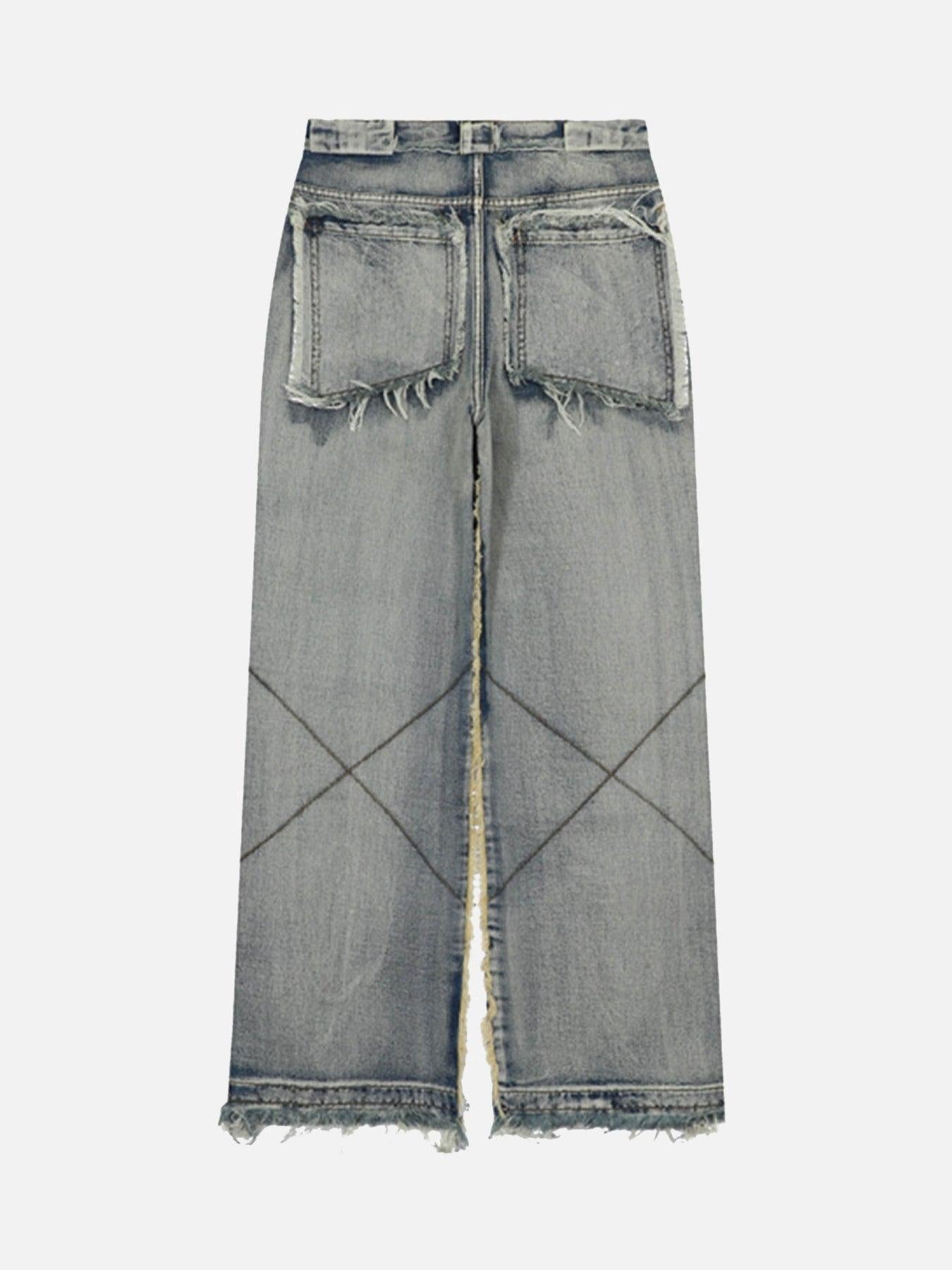 High Street Distressed Raw Edge Jeans
