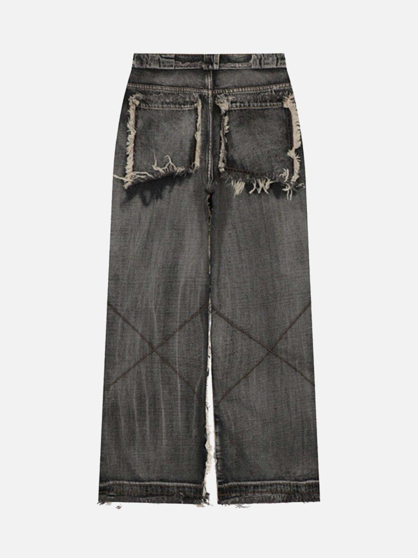High Street Distressed Raw Edge Jeans