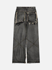 High Street Distressed Raw Edge Jeans