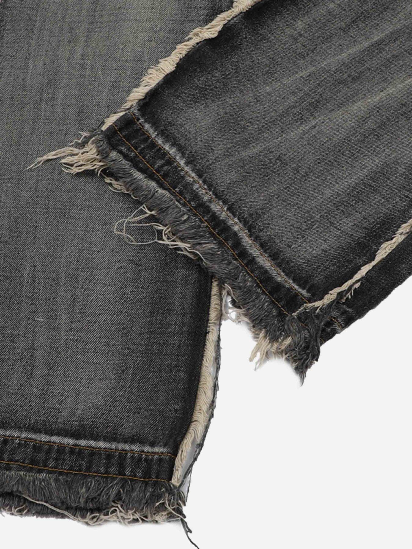 High Street Distressed Raw Edge Jeans