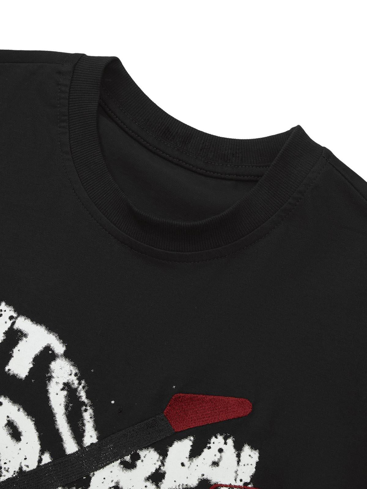 High Street Embroidered Letters Creative Printed T-Shirt
