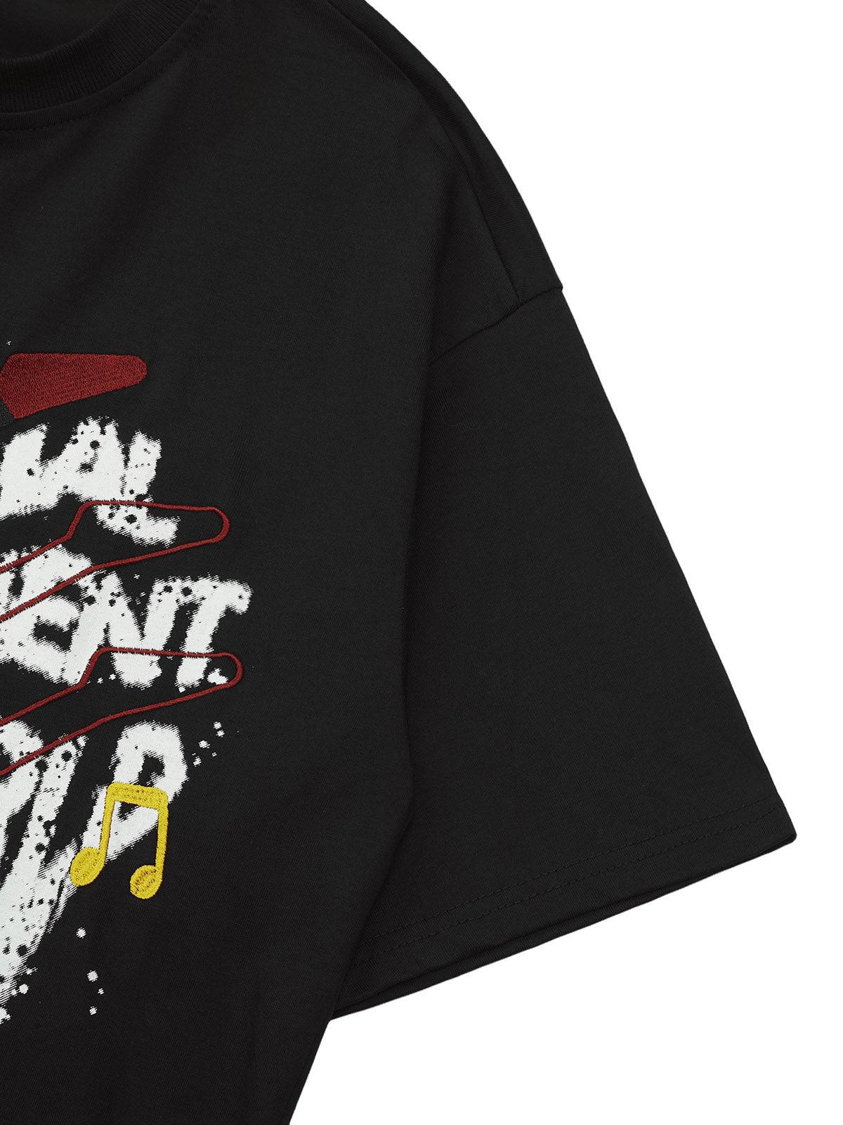 High Street Embroidered Letters Creative Printed T-Shirt