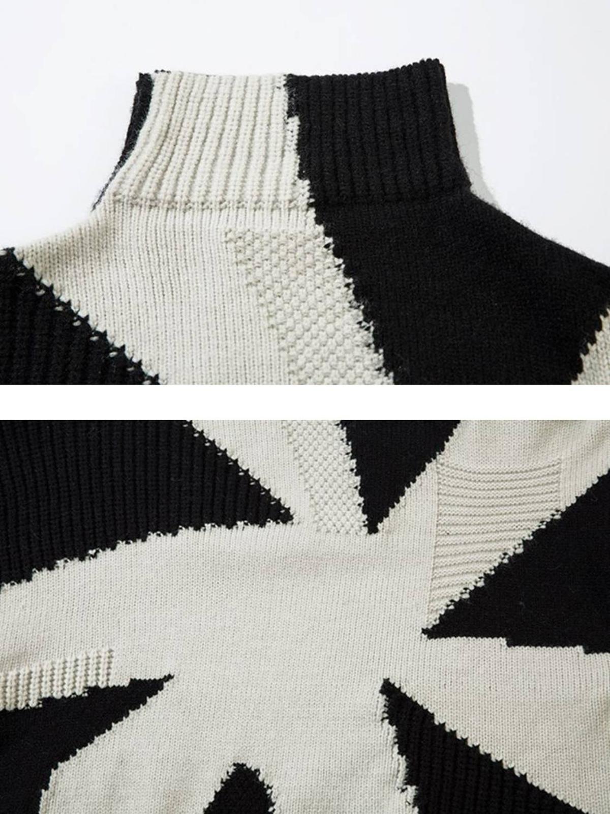 High Street High-Neck Spiral Jacquard Sweater