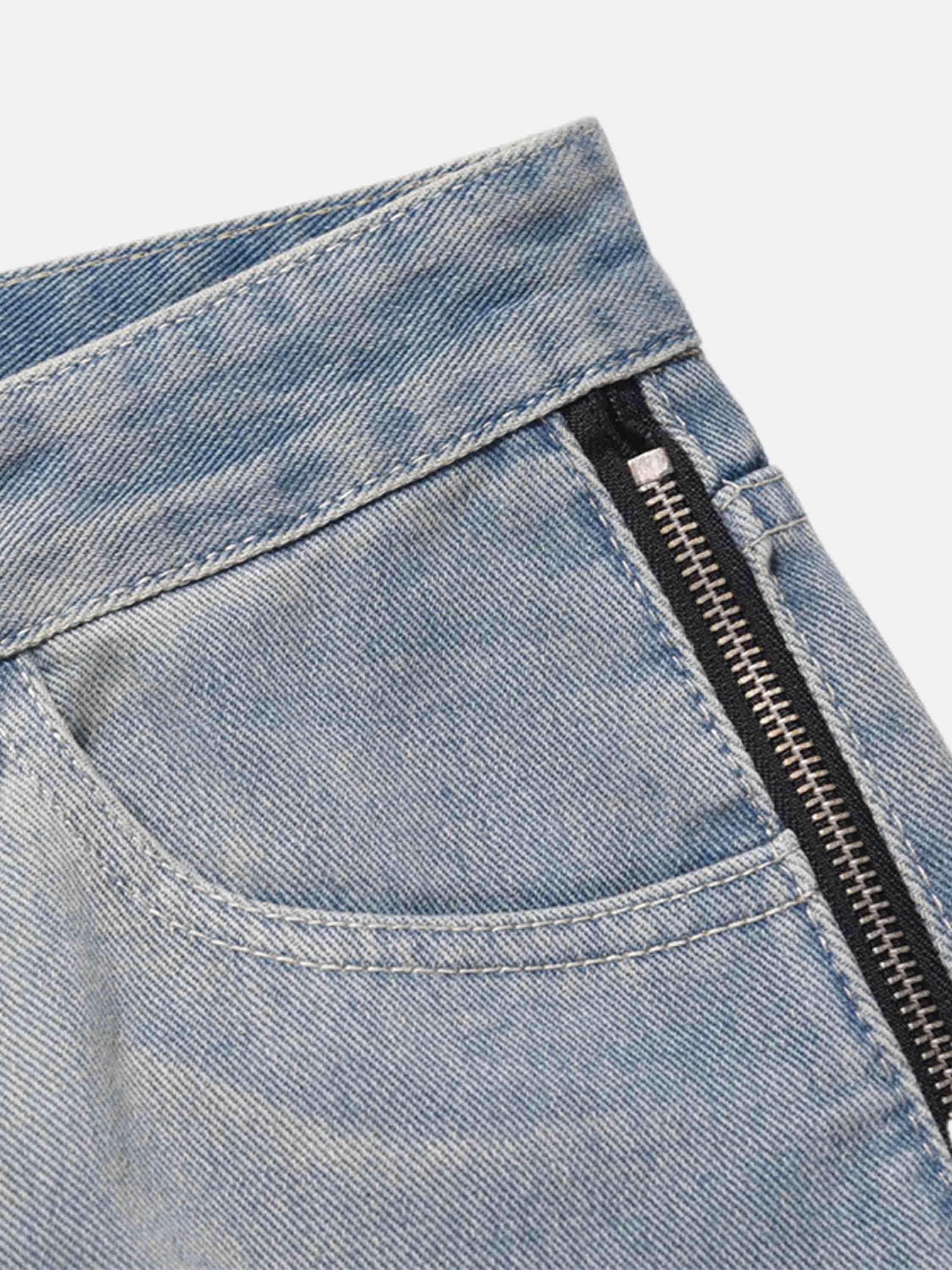 High Street Hip-Hop Zipper Straight Jeans