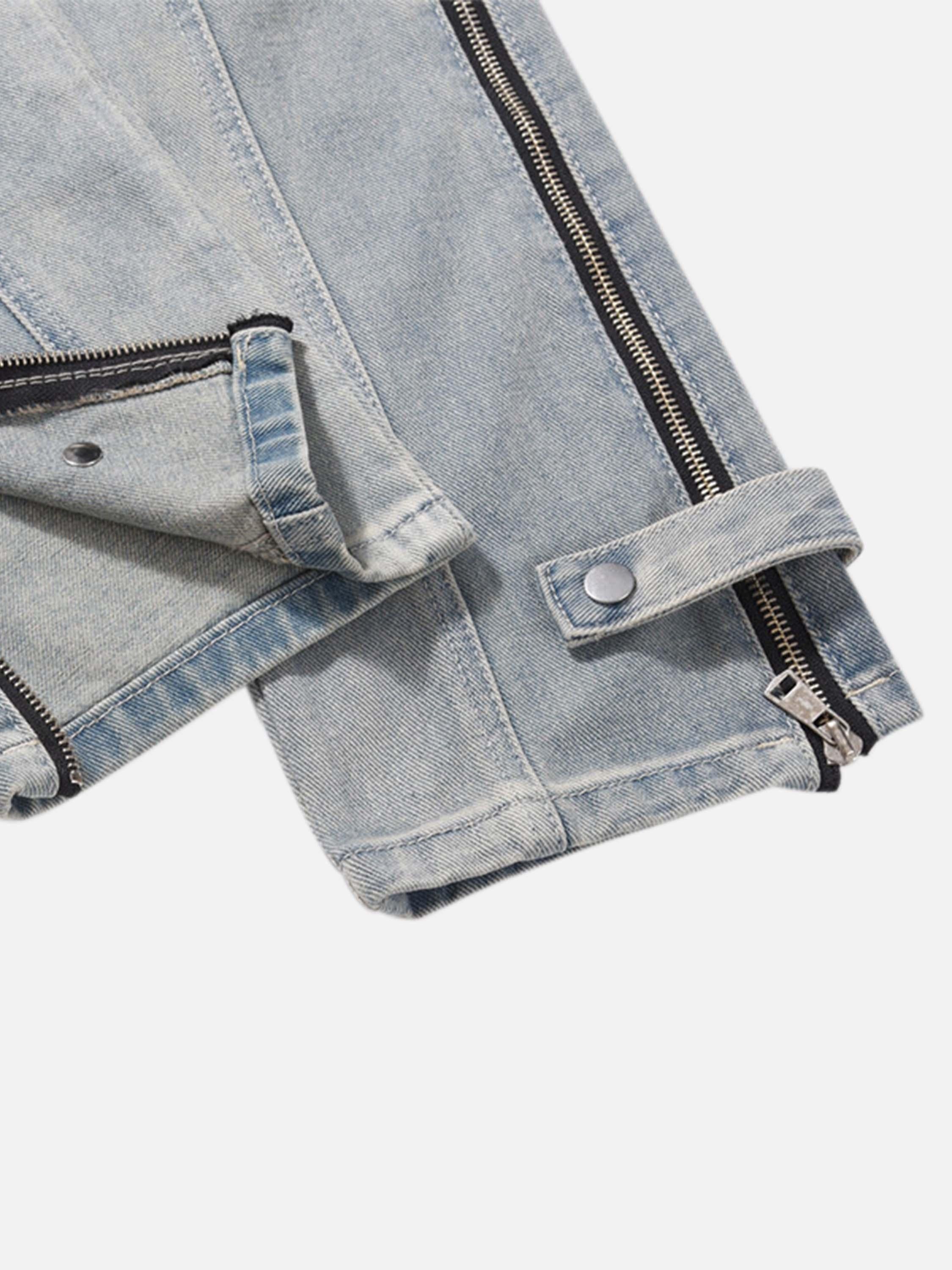 High Street Hip-Hop Zipper Straight Jeans