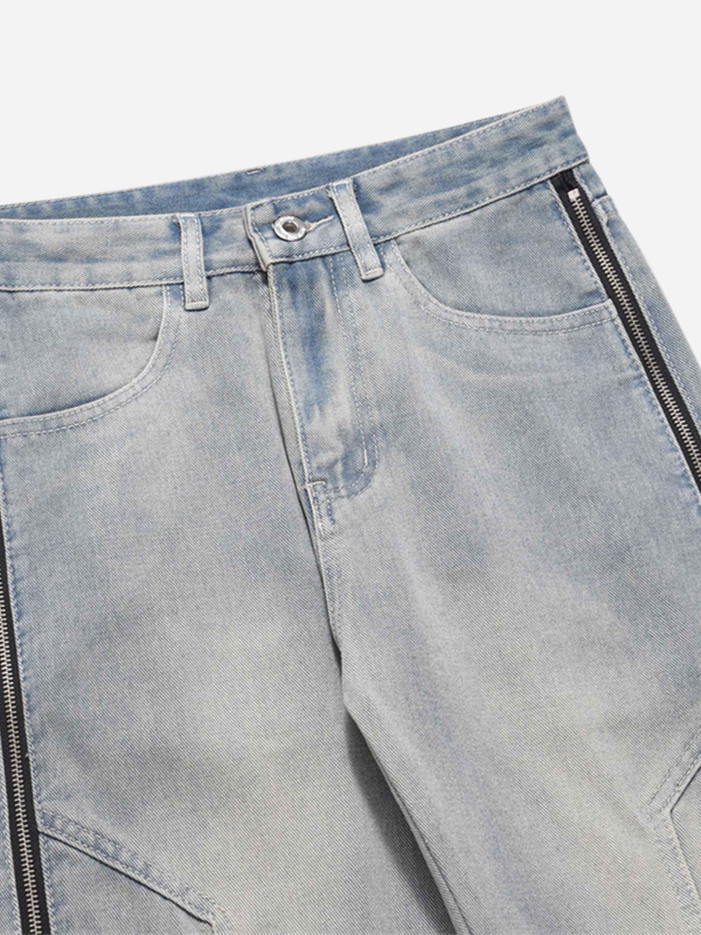 High Street Hip-Hop Zipper Straight Jeans