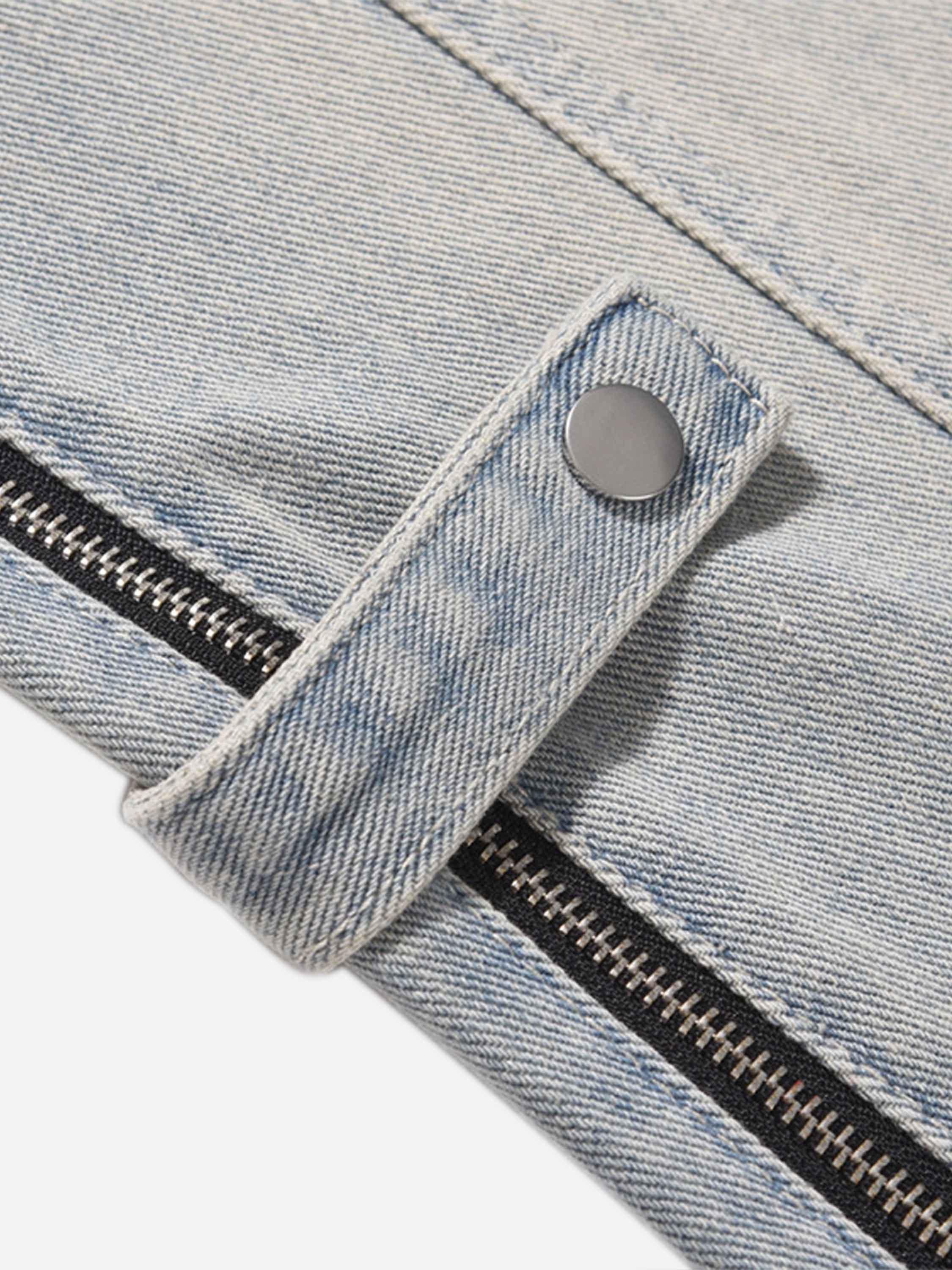 High Street Hip-Hop Zipper Straight Jeans