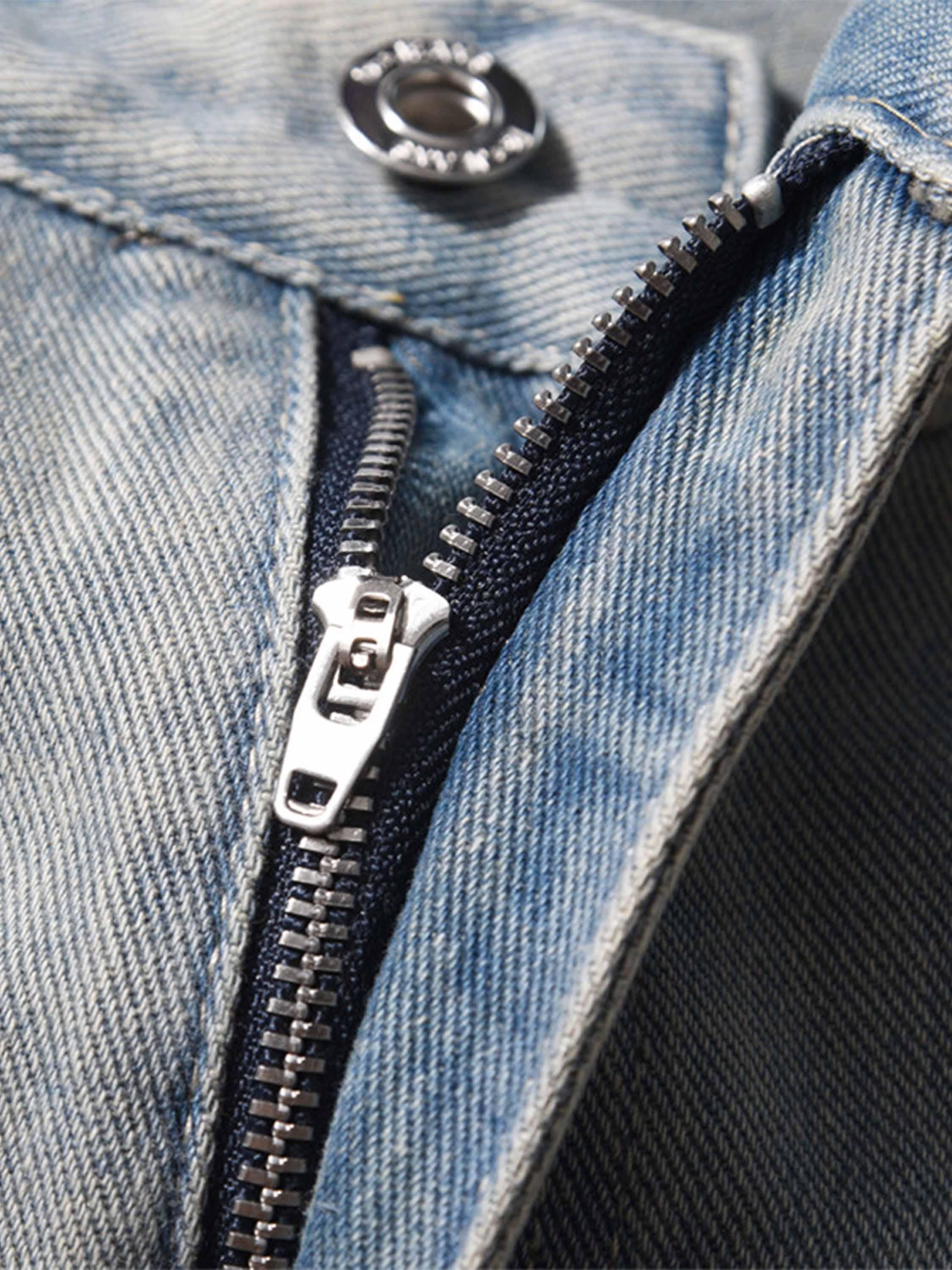 High Street Hip-Hop Zipper Straight Jeans