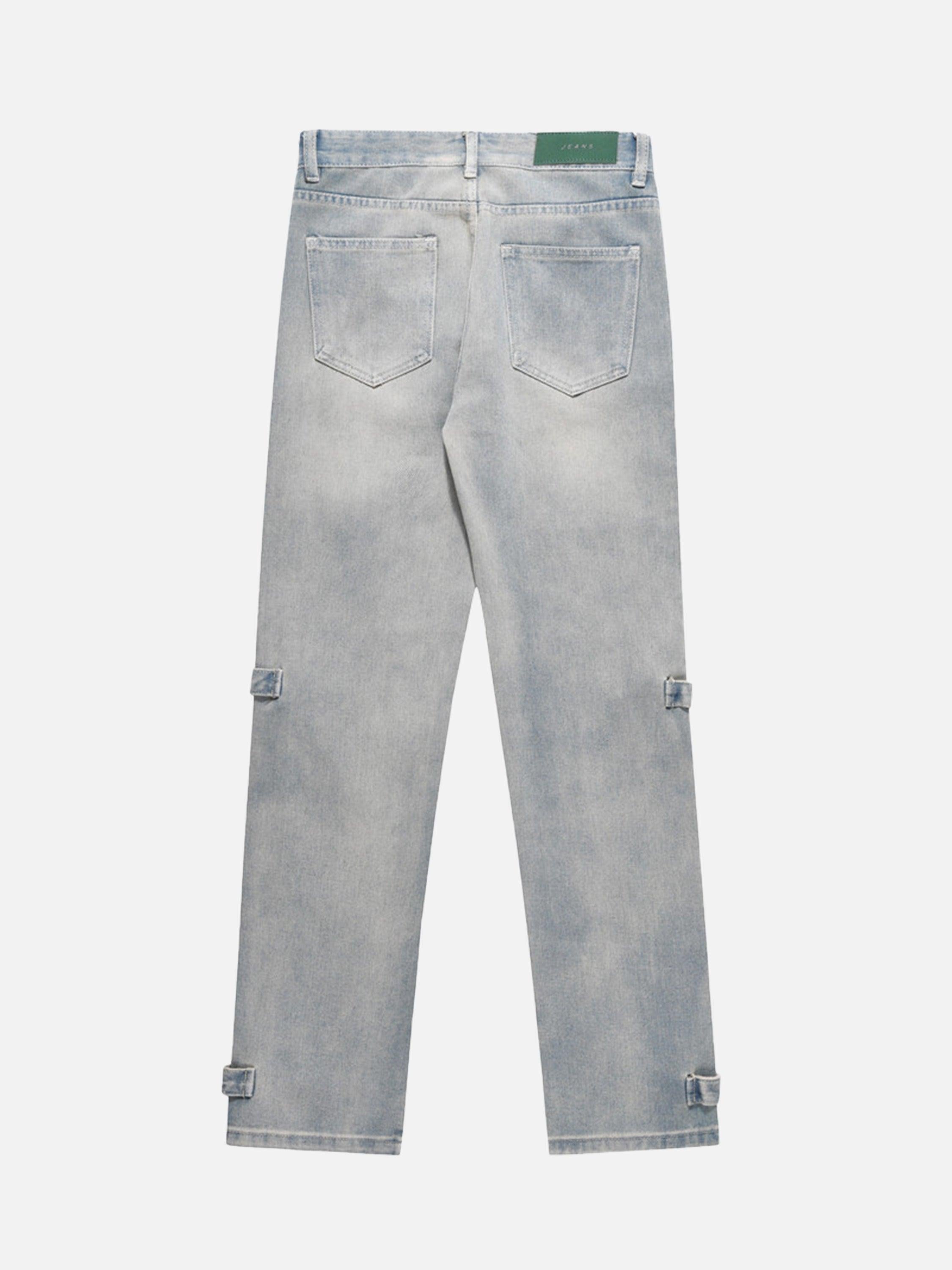 High Street Hip-Hop Zipper Straight Jeans