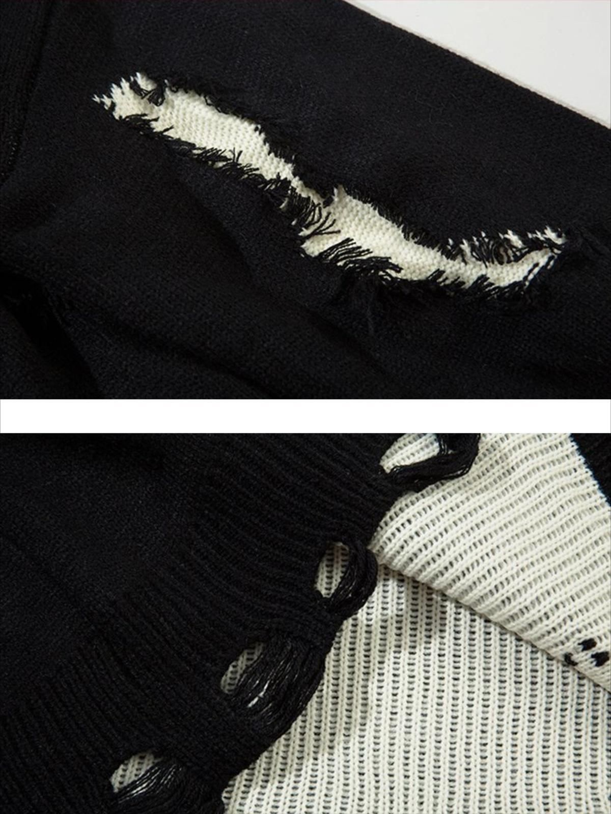 High Street Irregular Color-Blocking Patchwork Sweater
