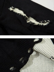 High Street Irregular Color-Blocking Patchwork Sweater