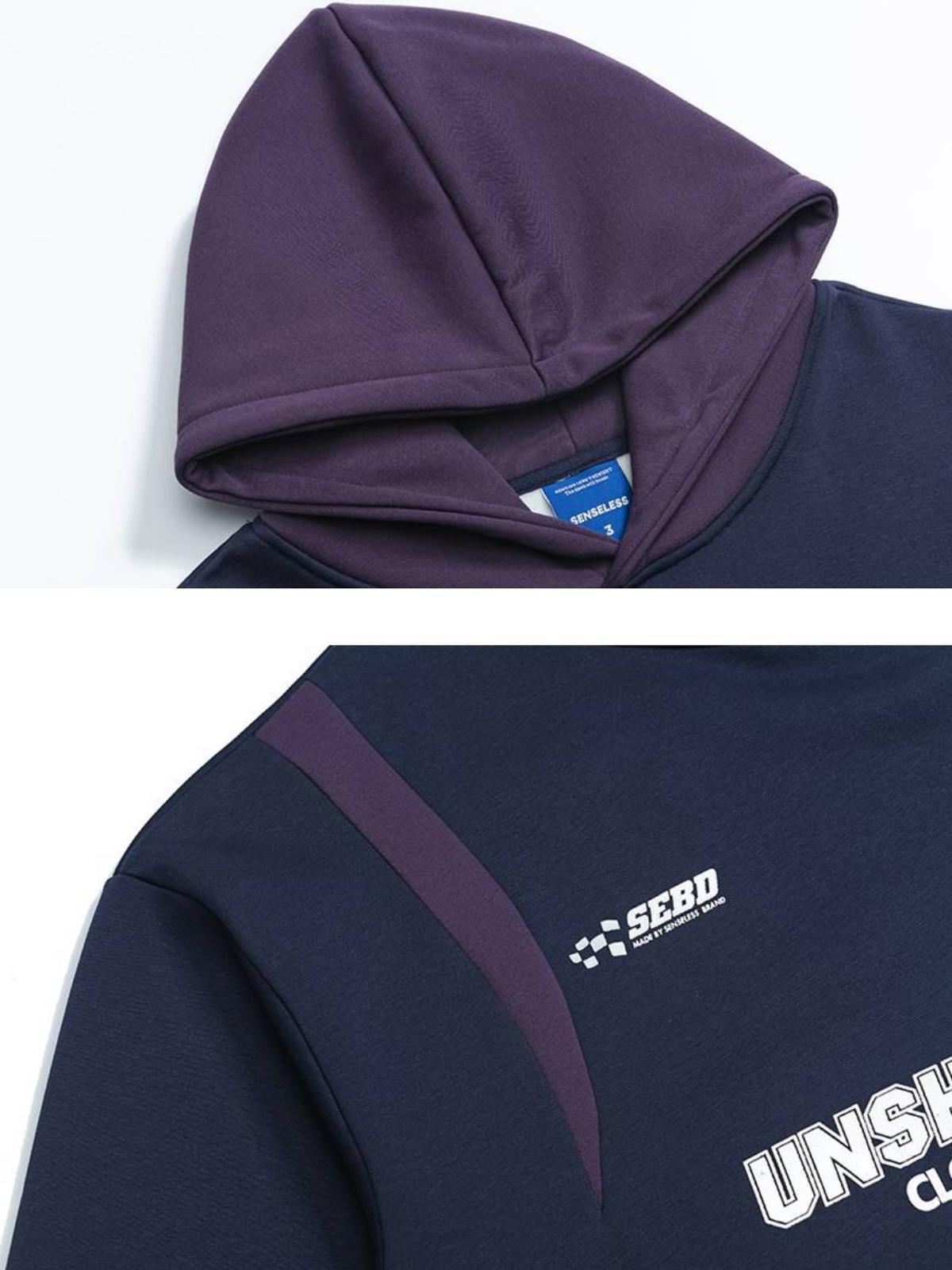 High Street Letter Print Collision Color Hoodie