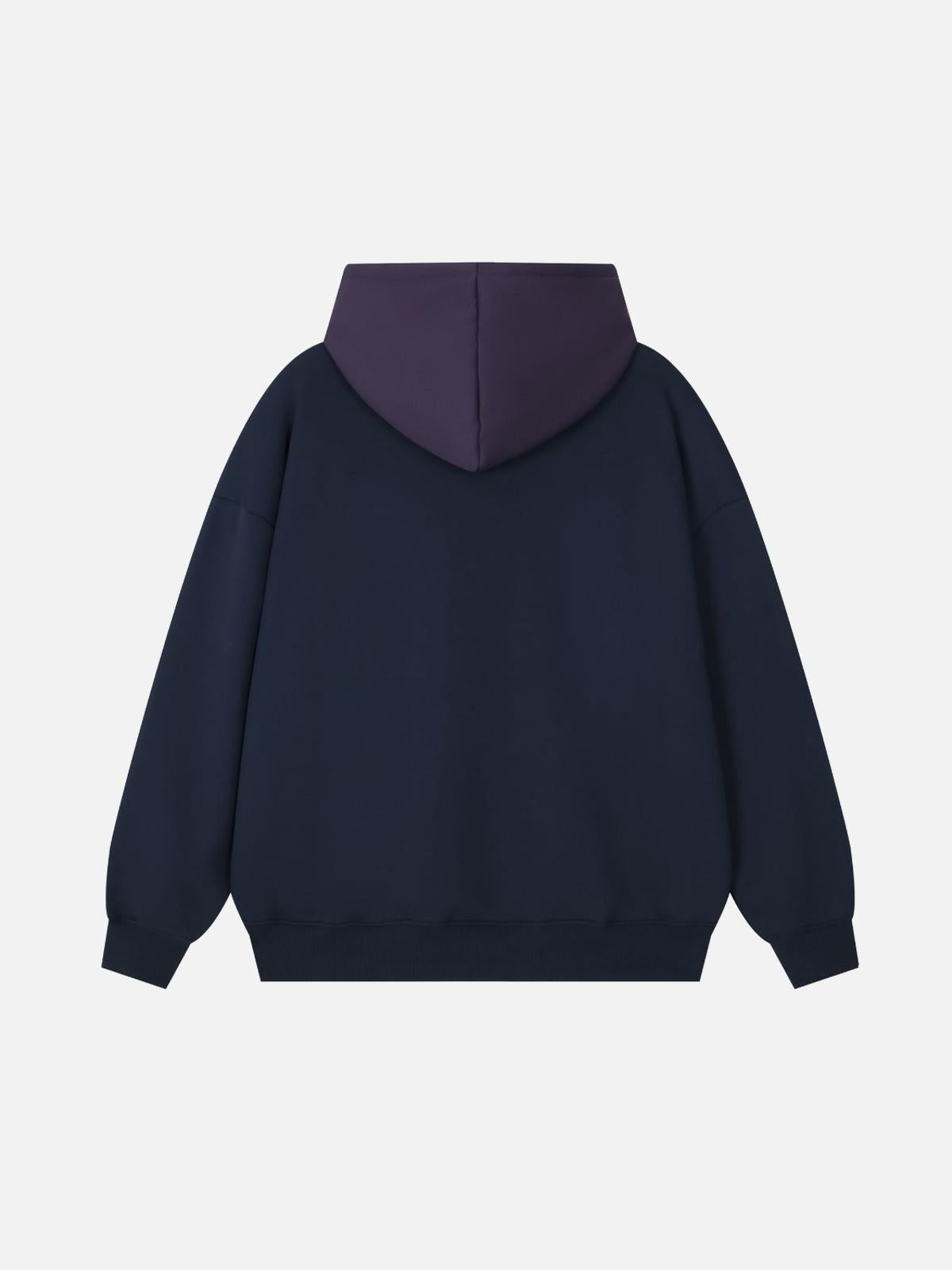 High Street Letter Print Collision Color Hoodie