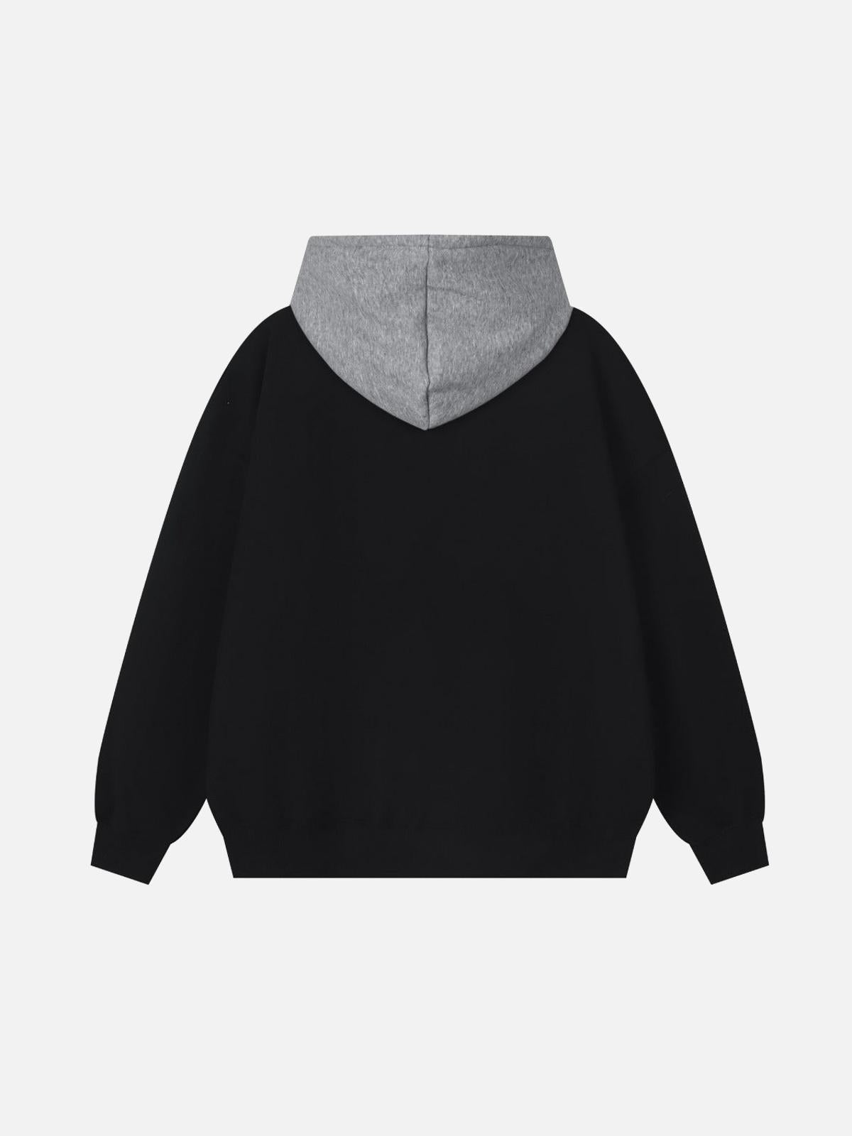 High Street Letter Print Collision Color Hoodie