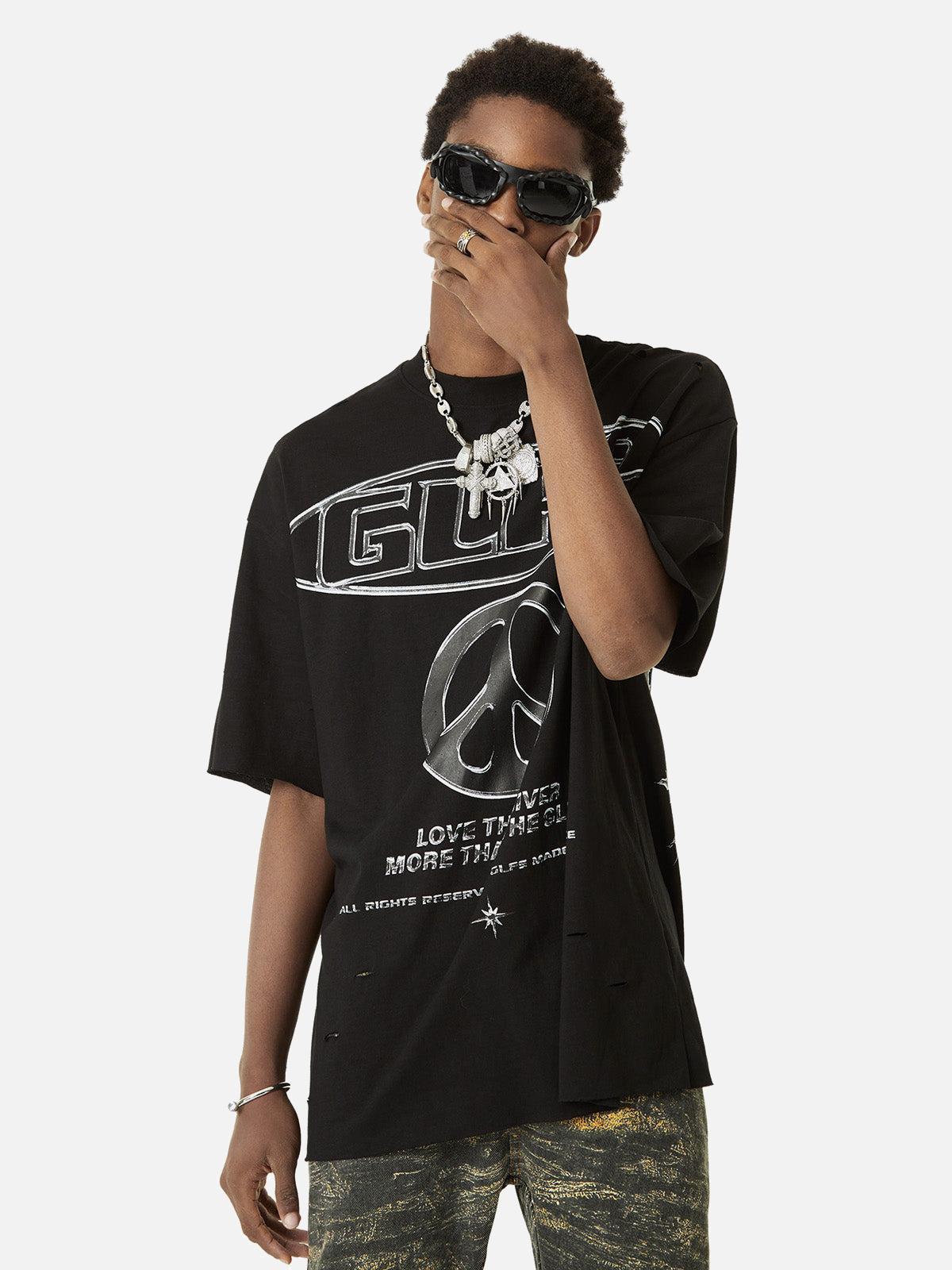 High Street Letter Print Short-Sleeved T-Shirt