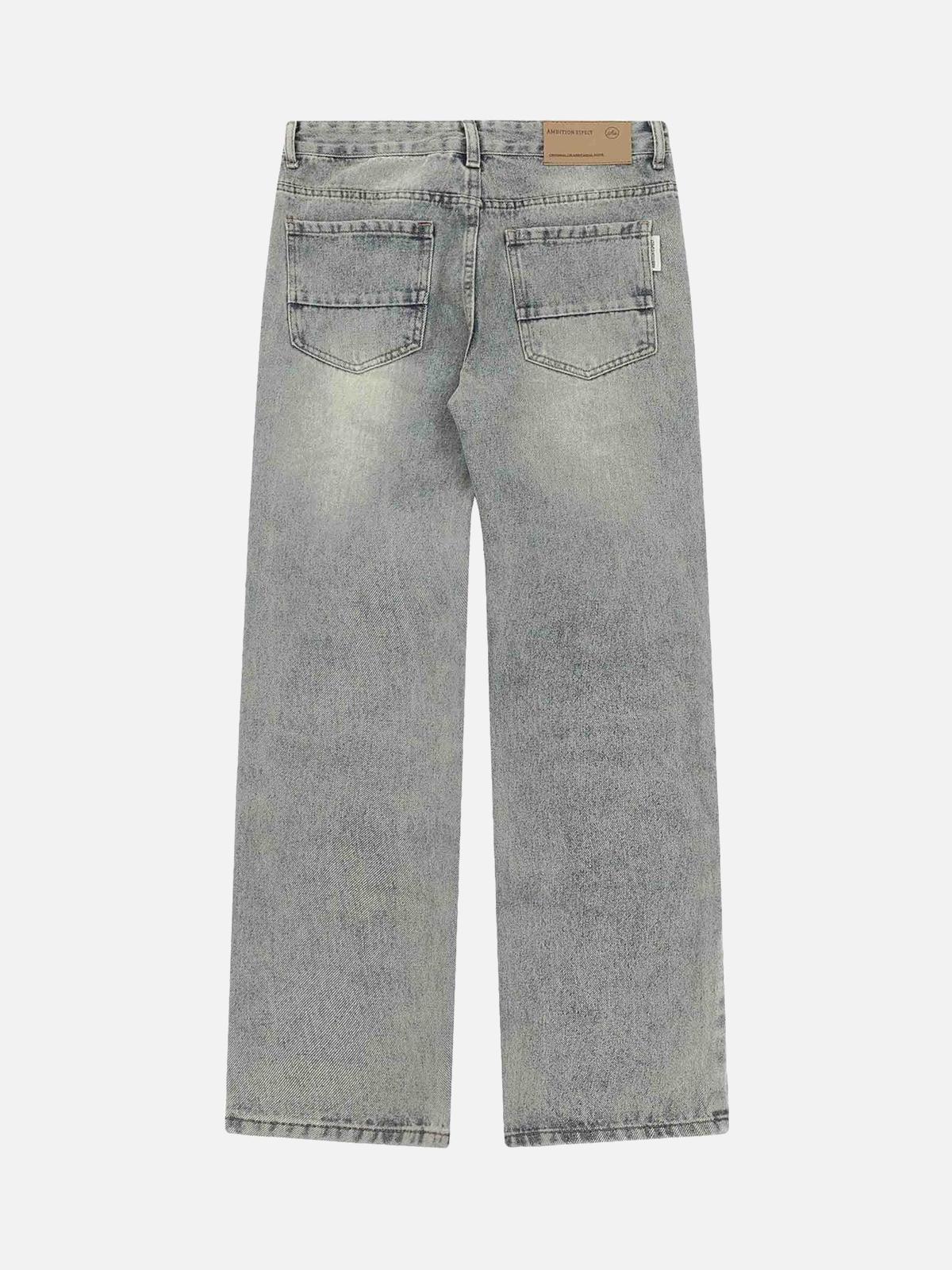 High Street Washed And Torn Work Pockets Denim Pants