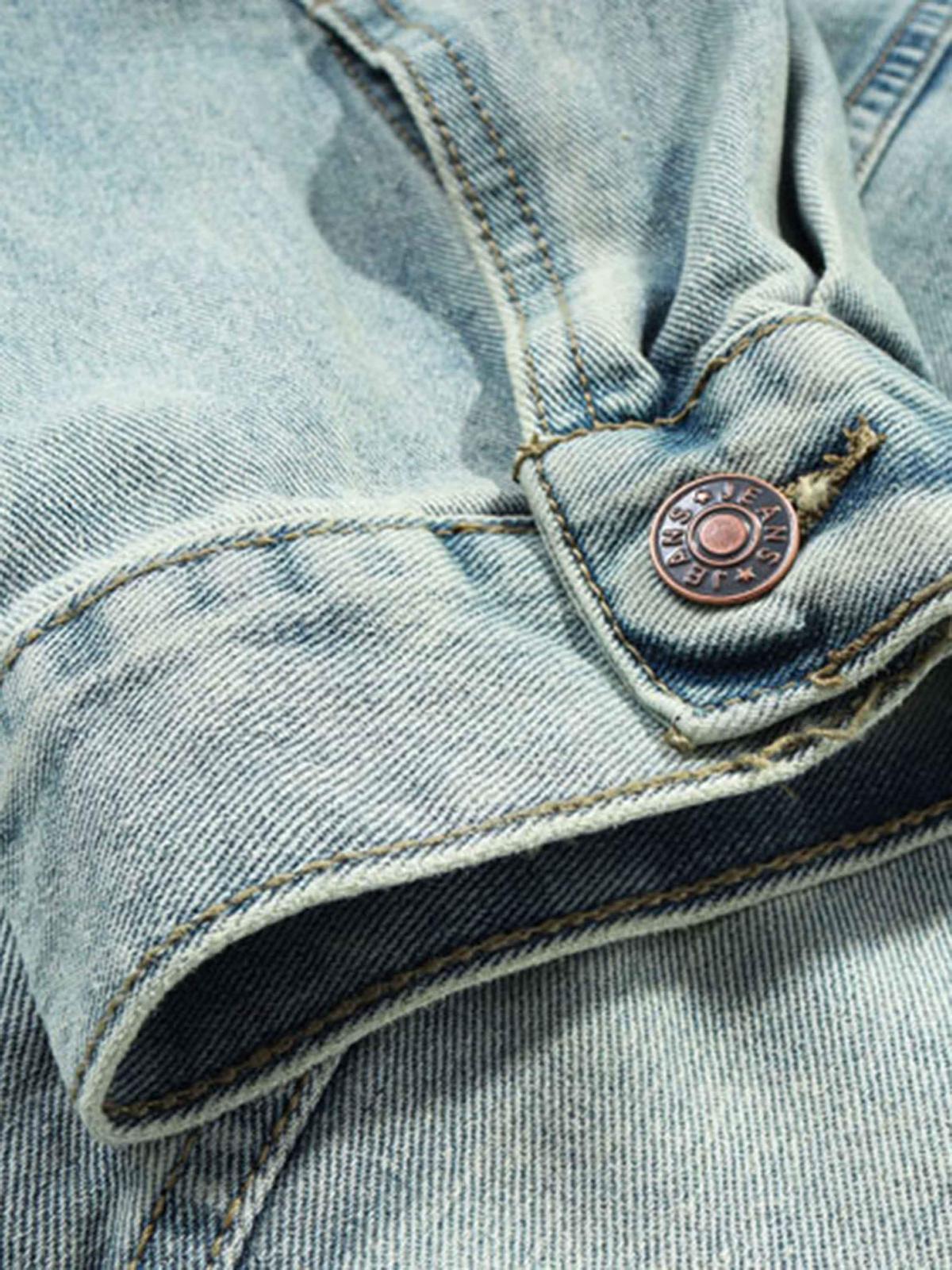 High Street Washed And Worn Denim Hoodie