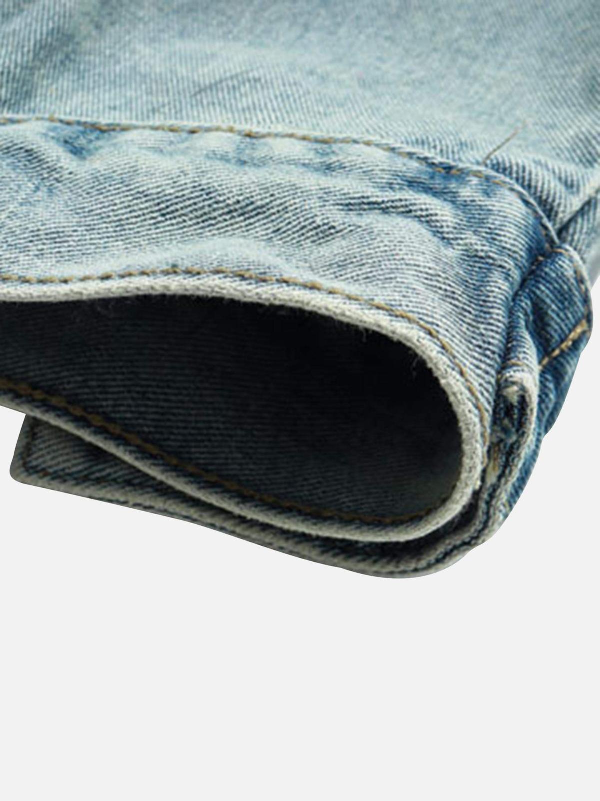 High Street Washed And Worn Denim Hoodie