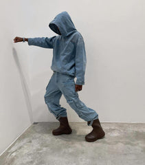 High Street Washed Denim Hoodie