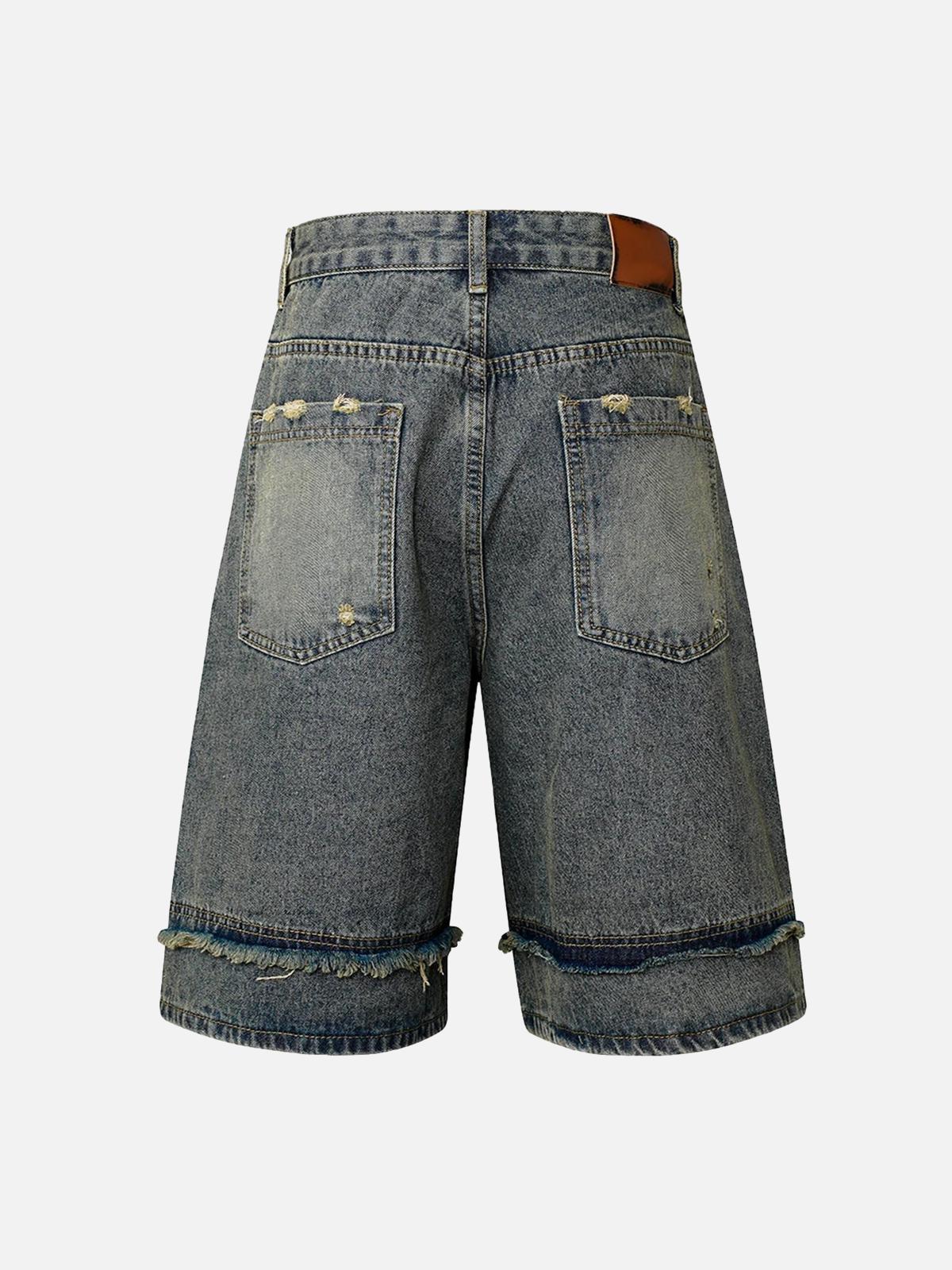 High Street Washed Distressed Denim Shorts