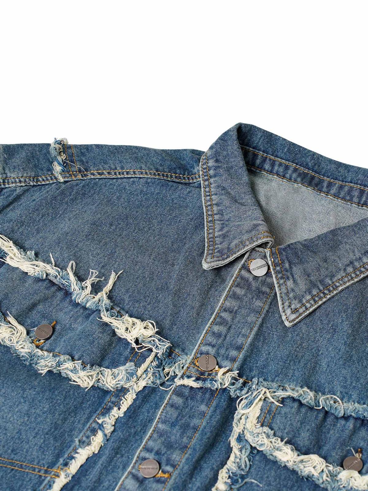 High Street Washed Raw Edge Denim Vest