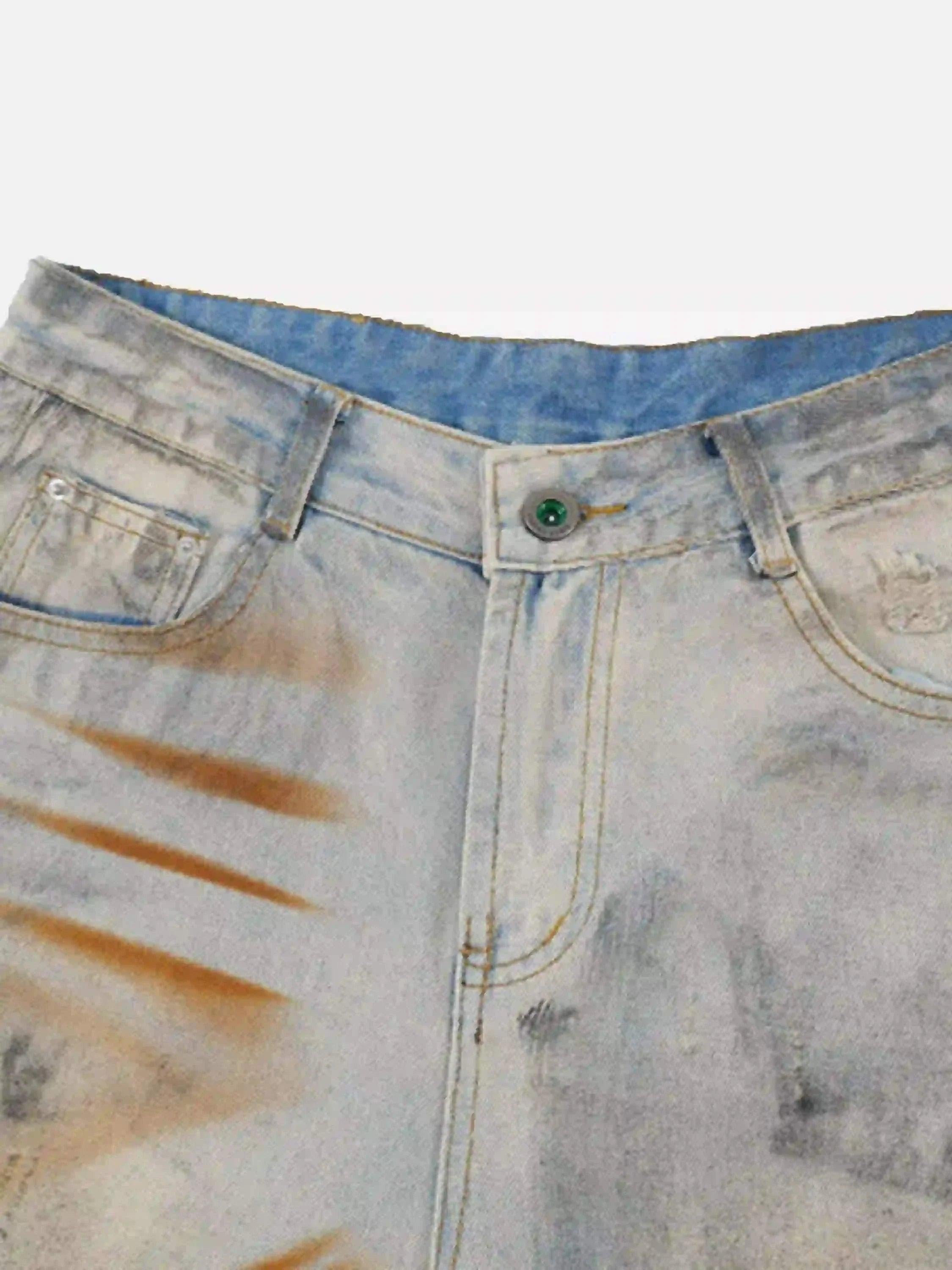 High Street Yellow Mud Dyed Denim Shorts
