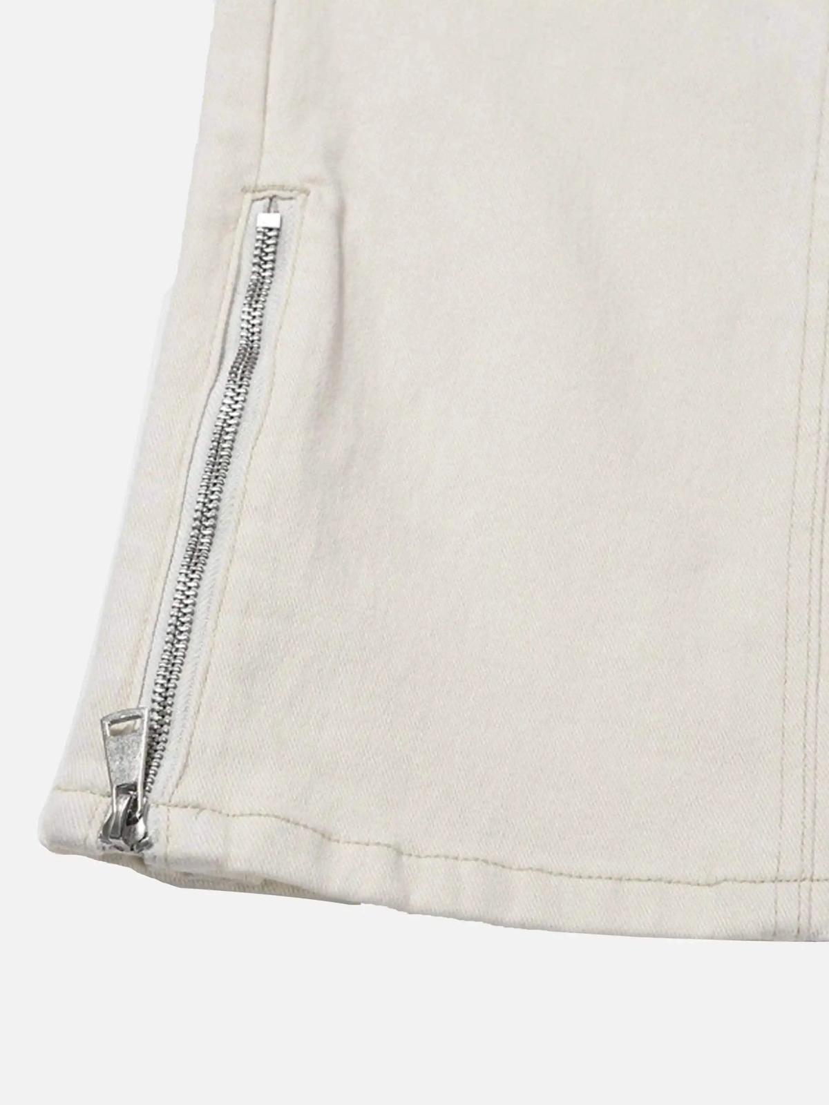 High Street Zipper Niche Design Straight Pants