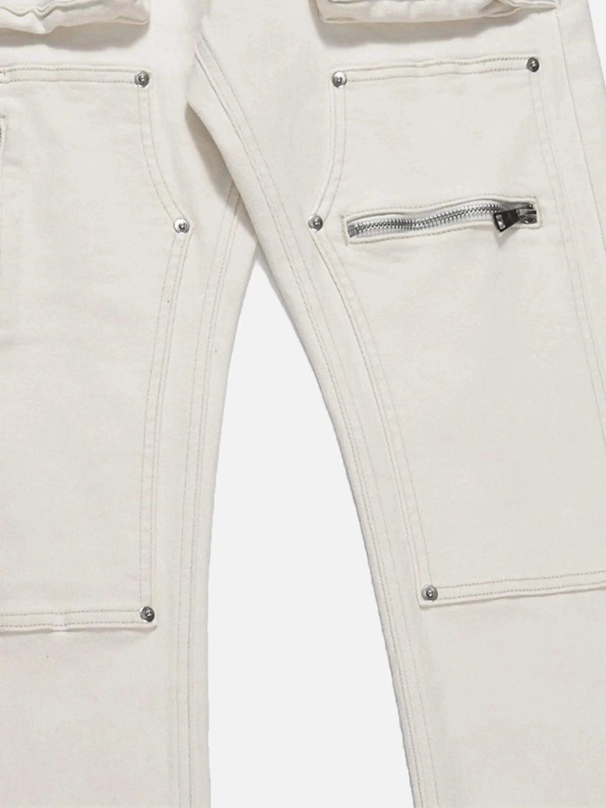 High Street Zipper Niche Design Straight Pants