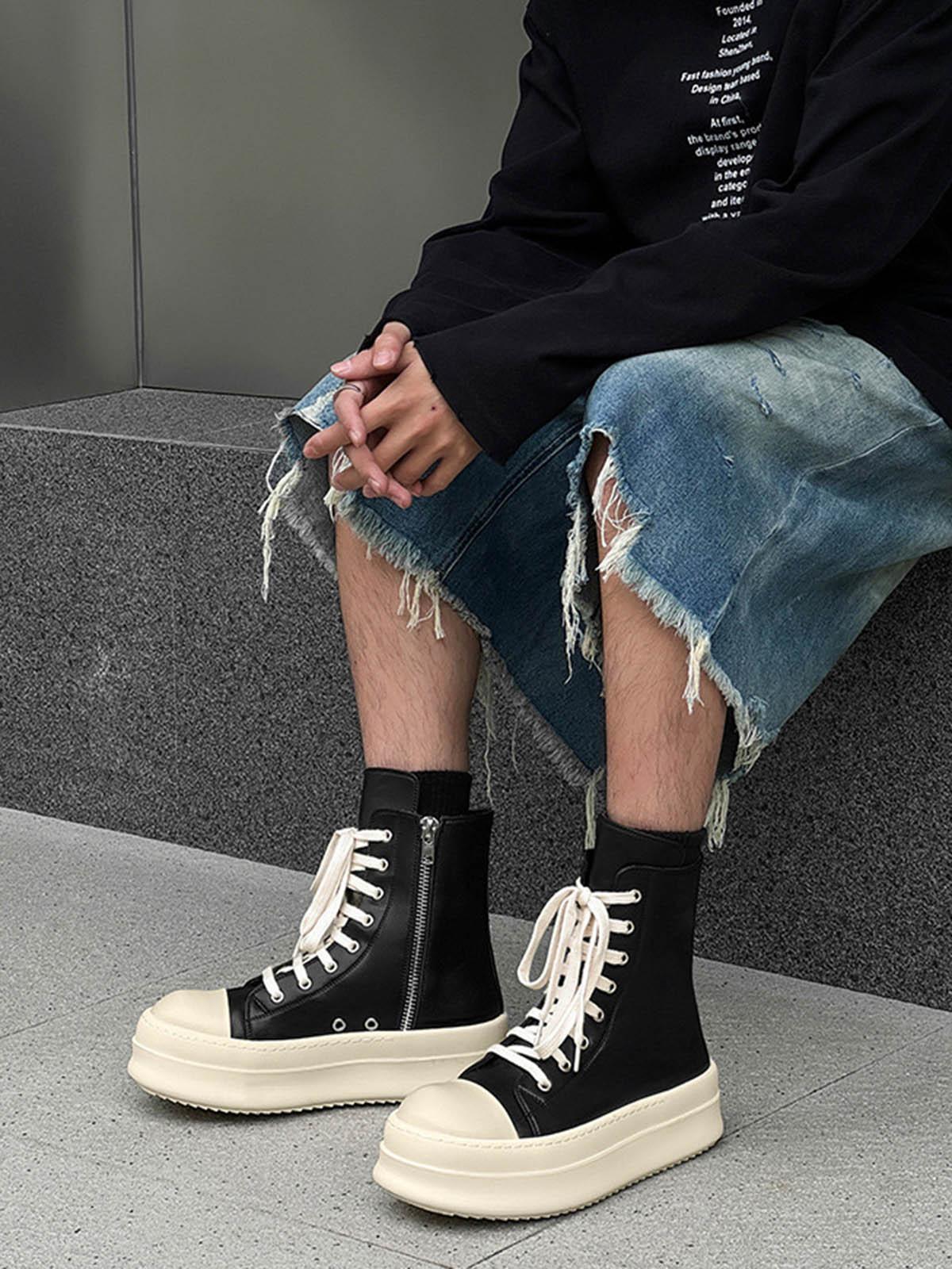 High-Top Side Zipper Platform Sneakers