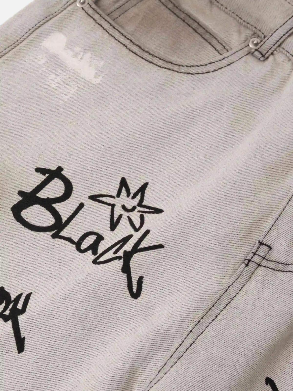 Hip-Hop Graffiti Distressed Jeans