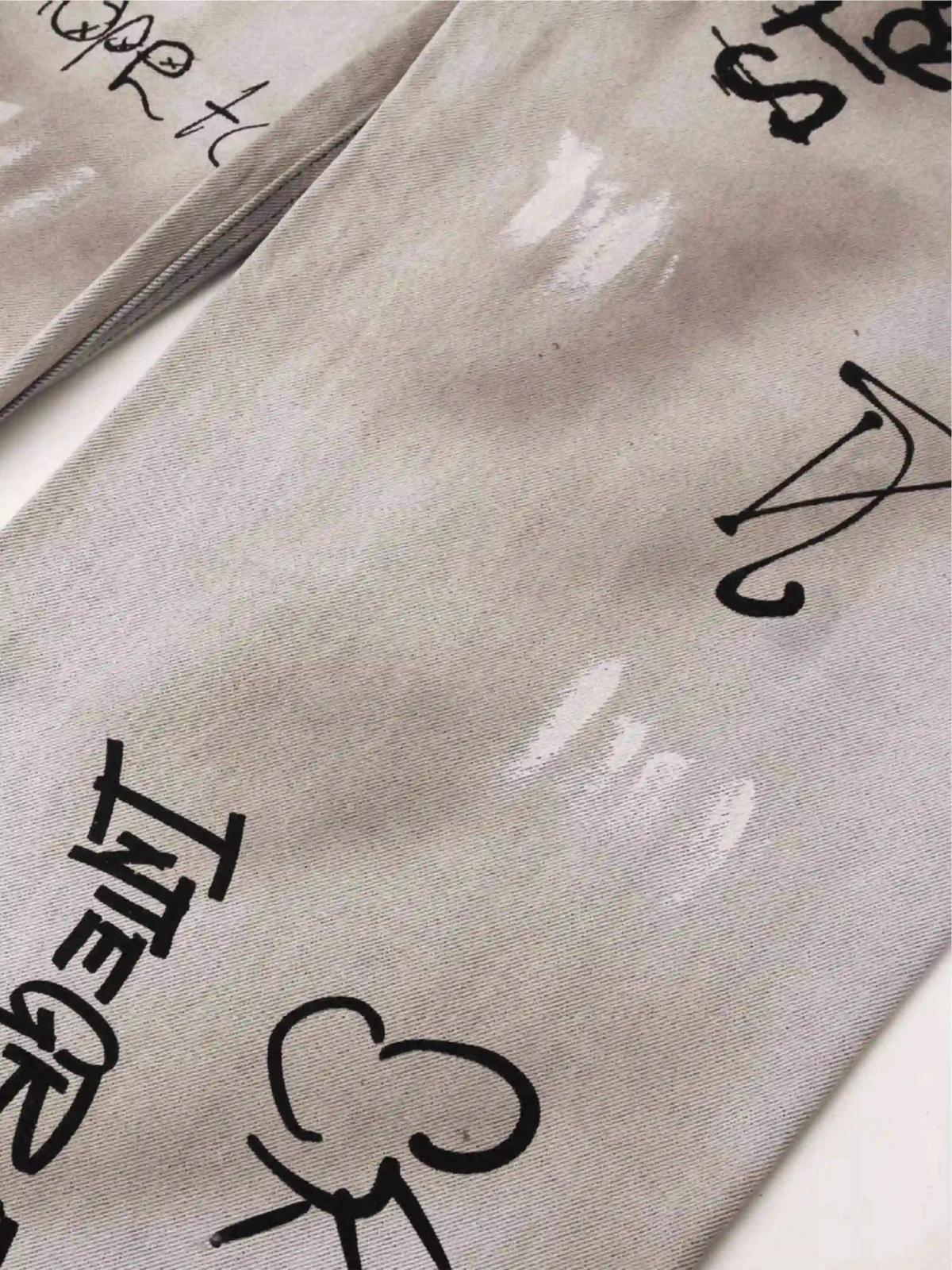 Hip-Hop Graffiti Distressed Jeans