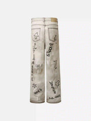 Hip-Hop Graffiti Distressed Jeans
