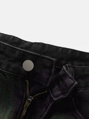 Hip-Hop Green Hand-Painted Dirty Jeans