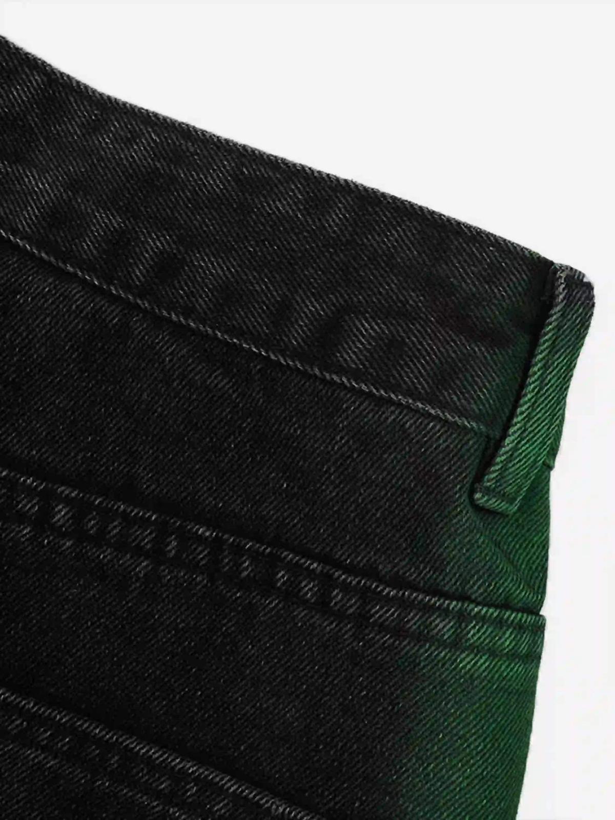 Hip-Hop Green Hand-Painted Dirty Jeans