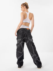 Hip-Hop High Street Spider Web Jeans