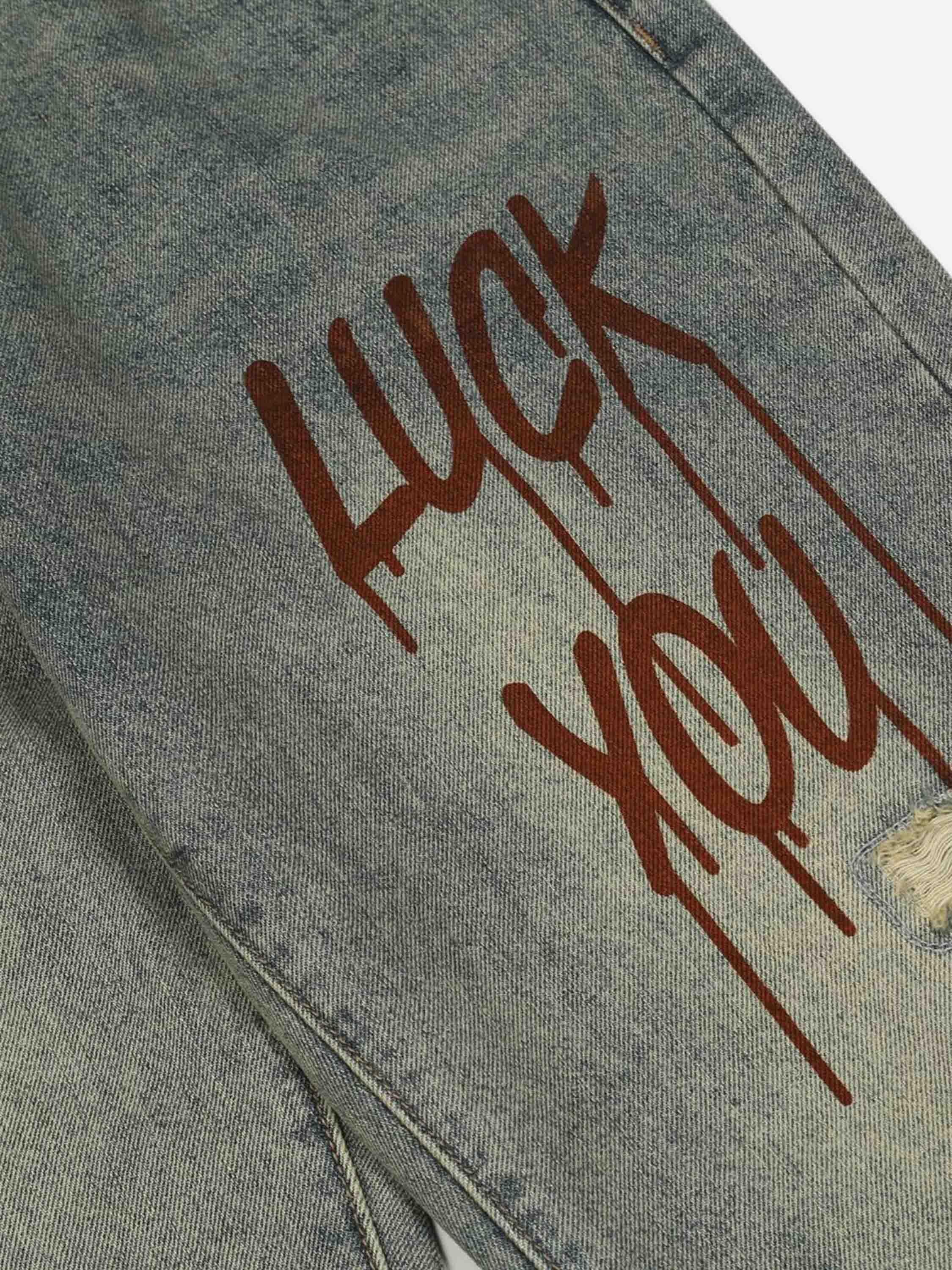 Hip Hop Retro Patch Denim Jeans