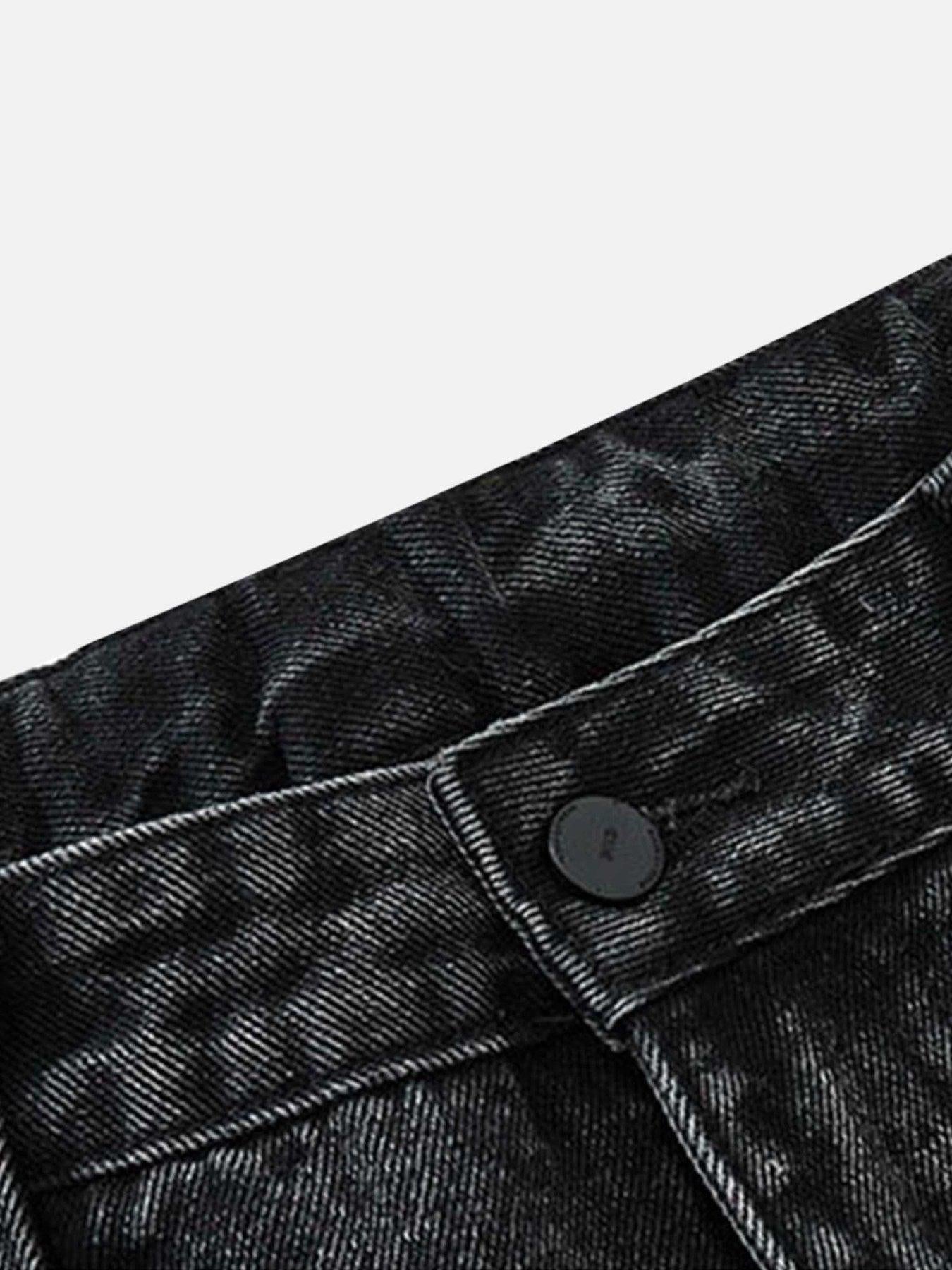 Hip-Hop Retro Wash Denim Straight-Leg Pants
