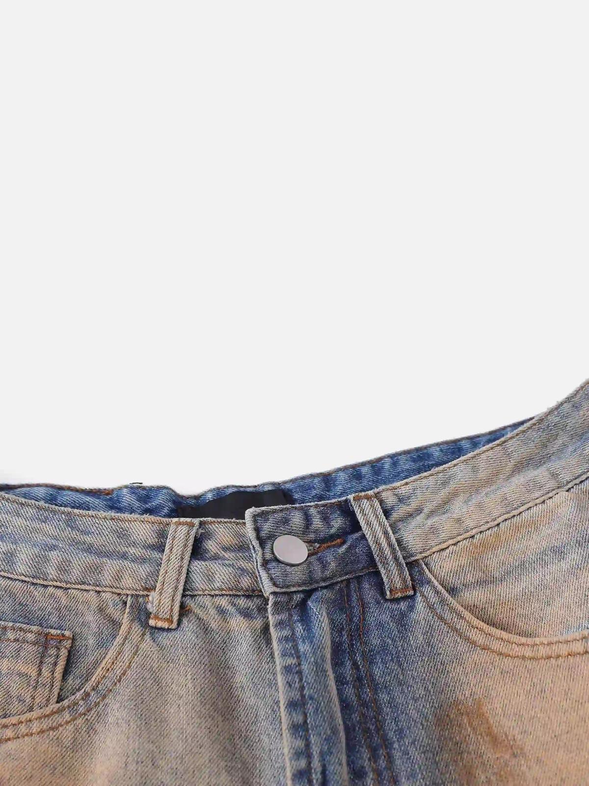 Hip-Hop Ripped Mud-Dyed Jeans