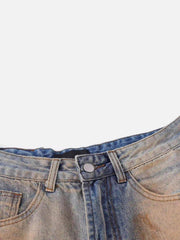 Hip-Hop Ripped Mud-Dyed Jeans
