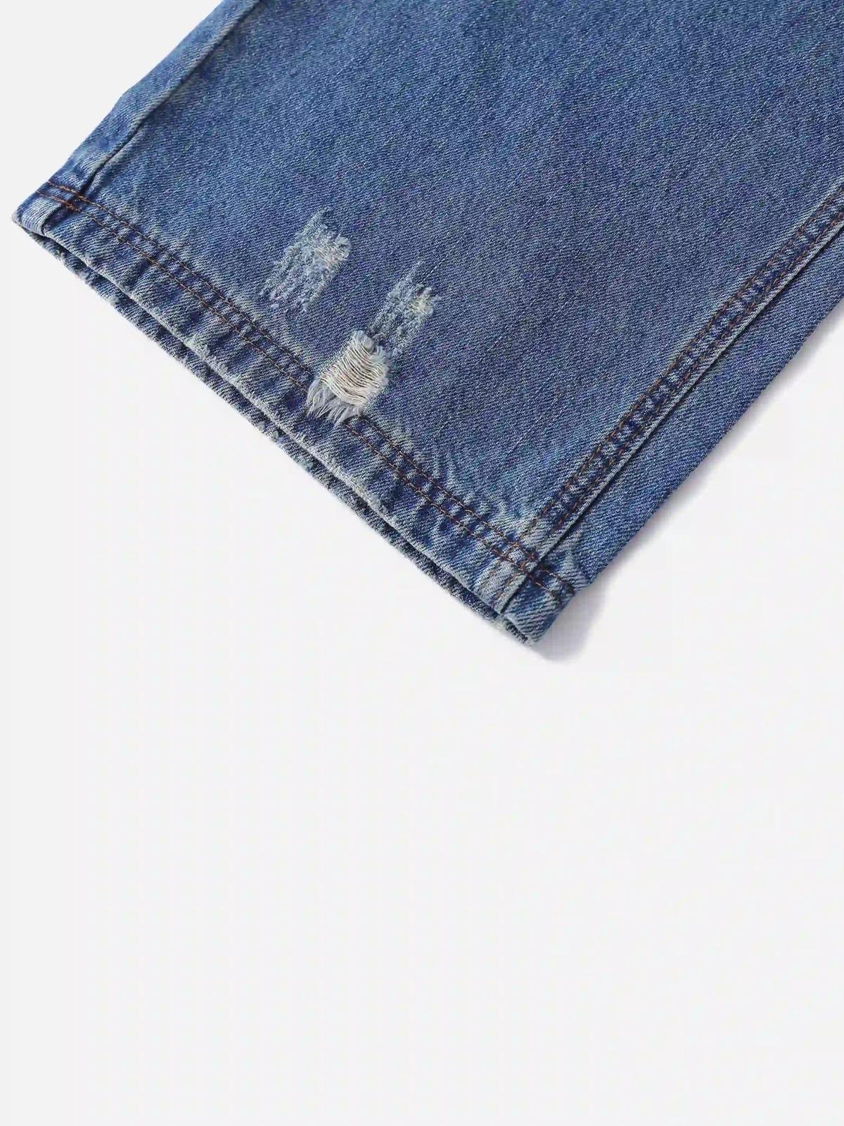 Hip-Hop Ripped Mud-Dyed Jeans