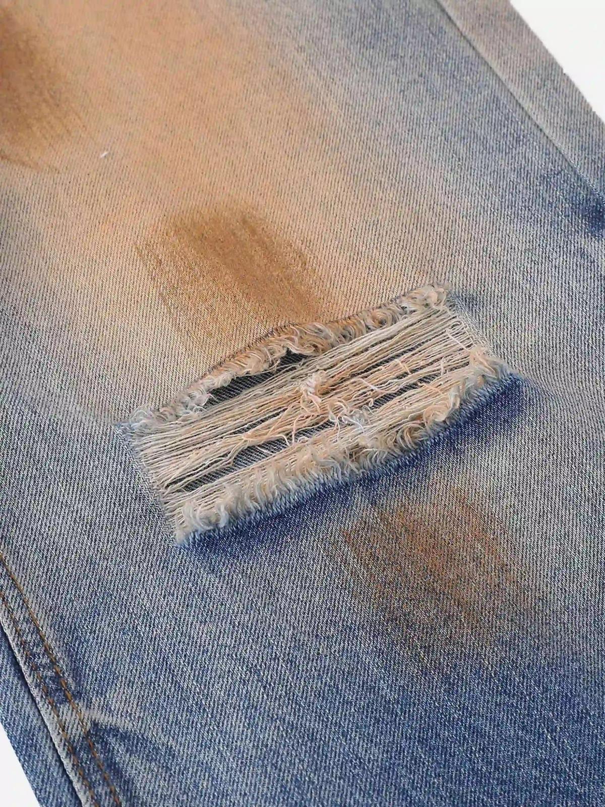 Hip-Hop Ripped Mud-Dyed Jeans