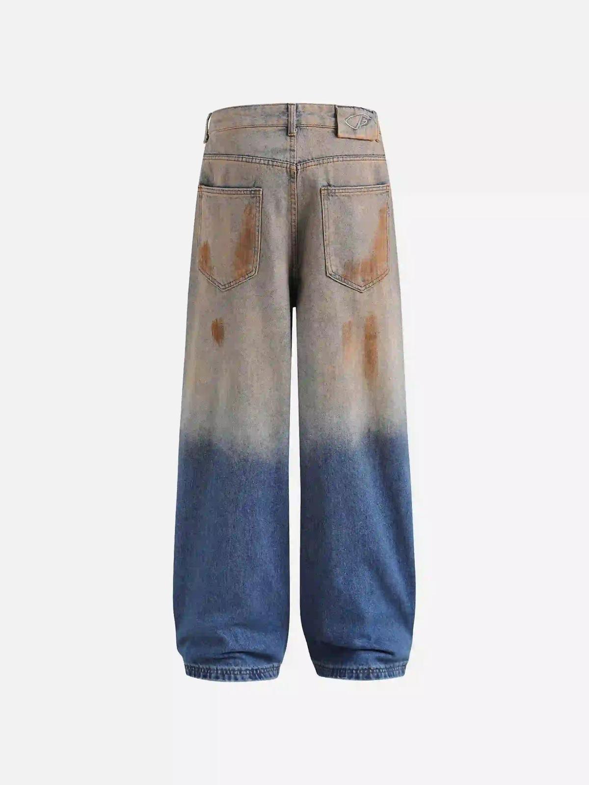 Hip-Hop Ripped Mud-Dyed Jeans