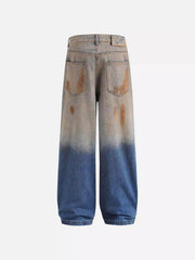 Hip-Hop Ripped Mud-Dyed Jeans
