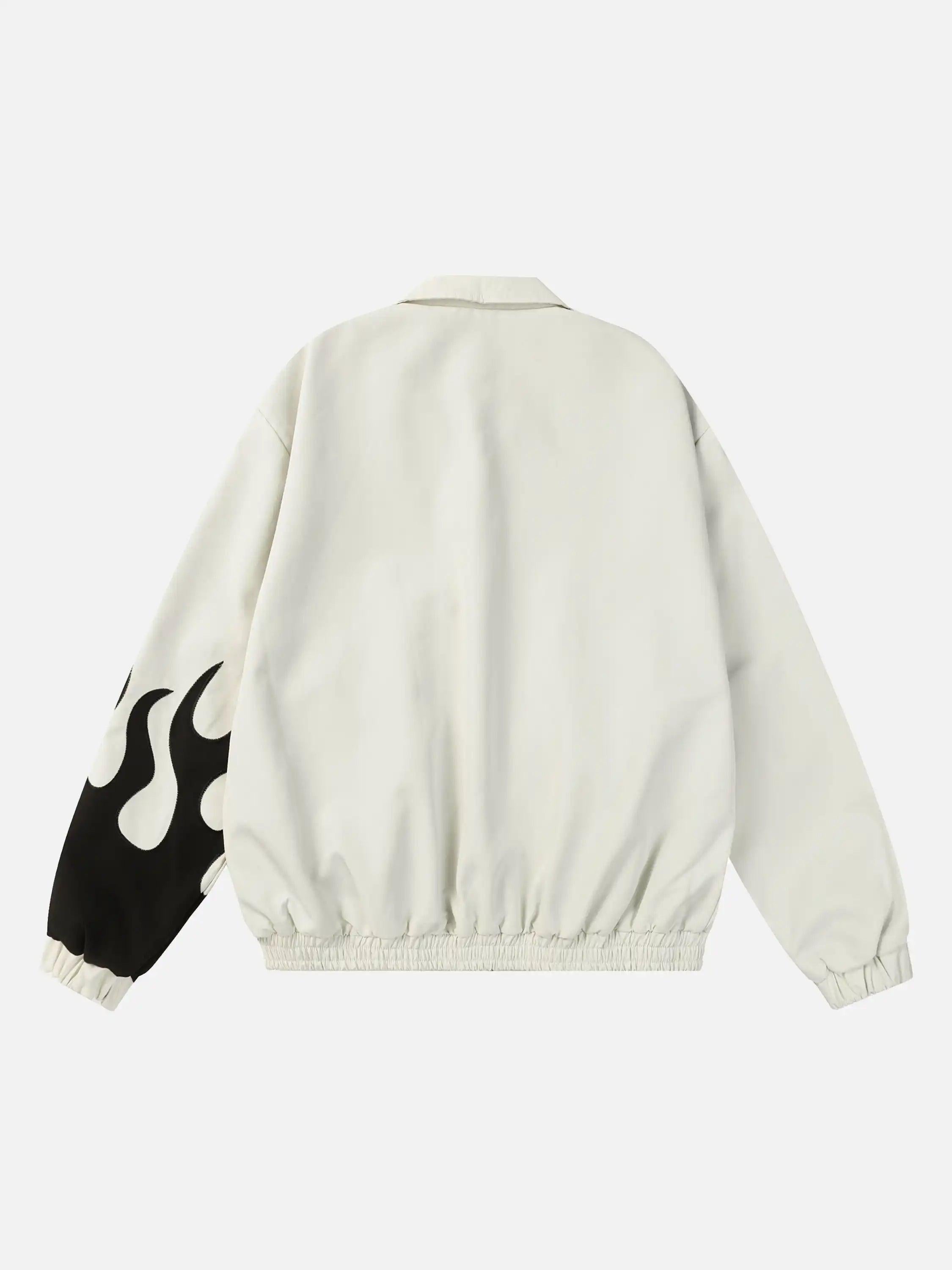 Hip Hop Street Patches Flame Lapel Jacket