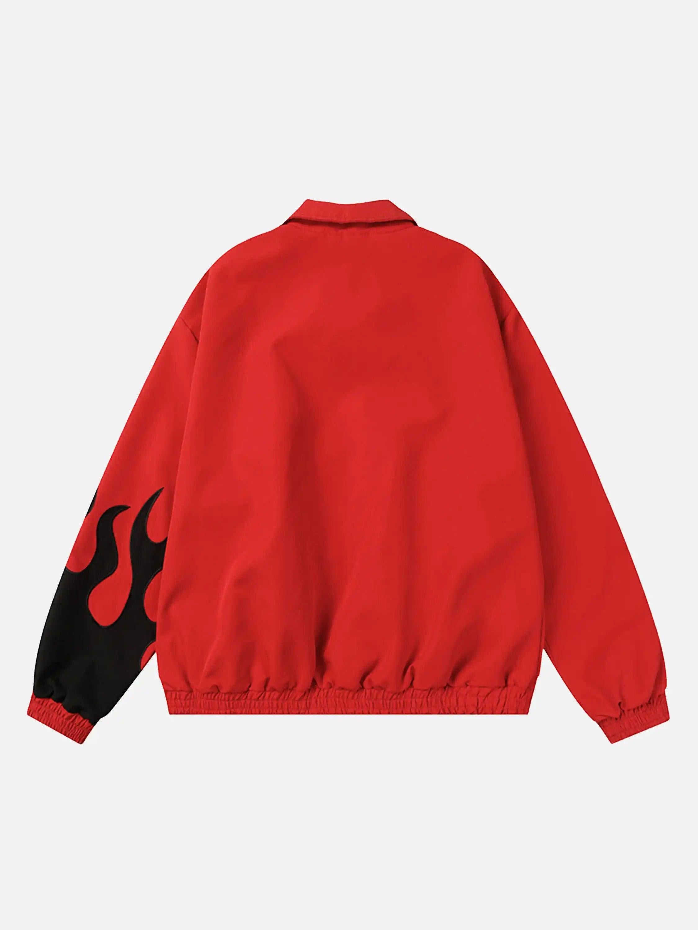Hip Hop Street Patches Flame Lapel Jacket